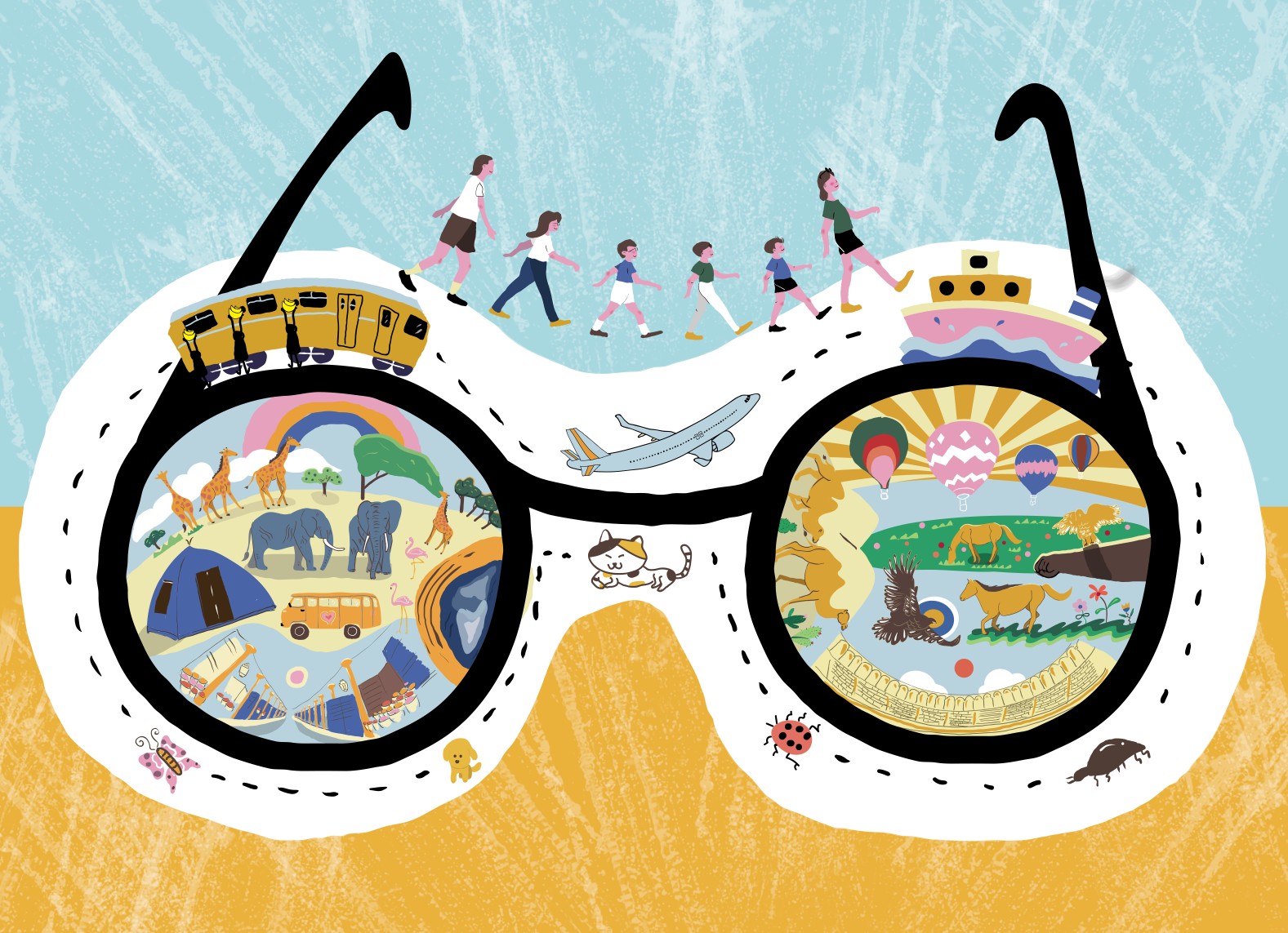 personal project-this illustration was inspired by the article《The Canadian Family is Seeing the World Before Their Vision Falters》 from 《NY TIMES》