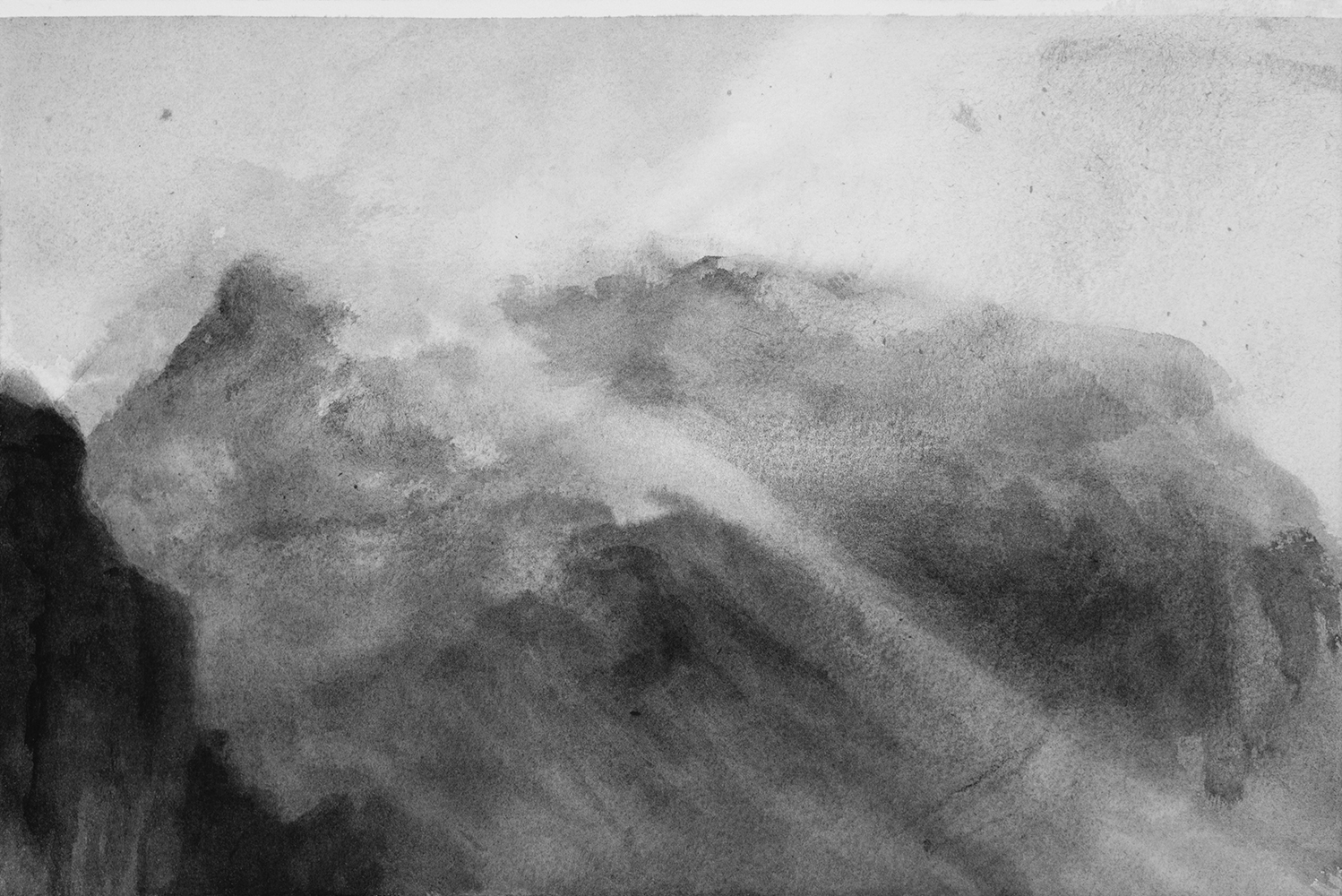 Massif, brumes, lumière (II)gouache sur papier19 x 28 cm, 2021