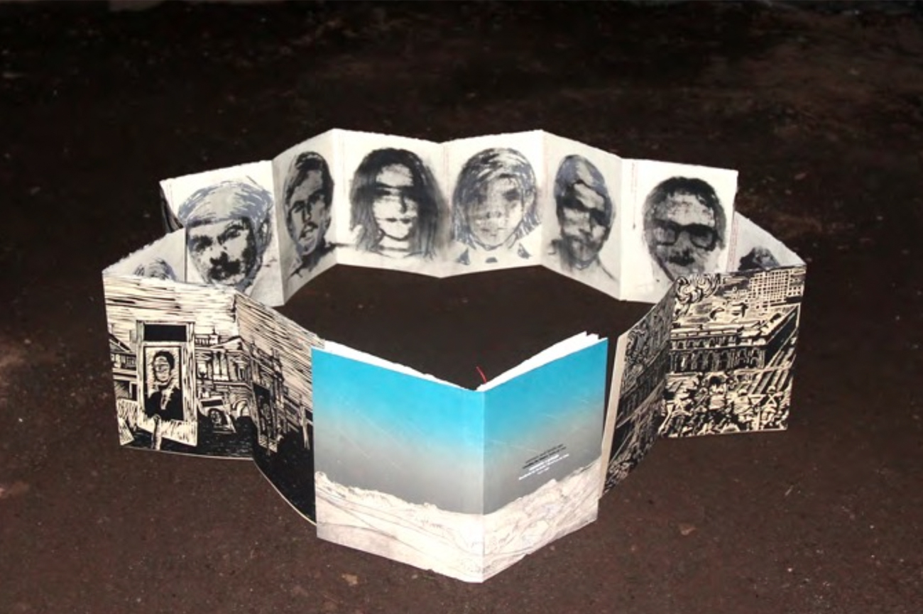 María Verónica San MartínMemory and Landscape: Unveiling the Historic Truth of Chile, 1973-1990, 2013/2016Artist's book with original drypoint engravings, etching, silkscreen with charcoal powder, woodcuts and handmade box45.72 x 60.96 cm