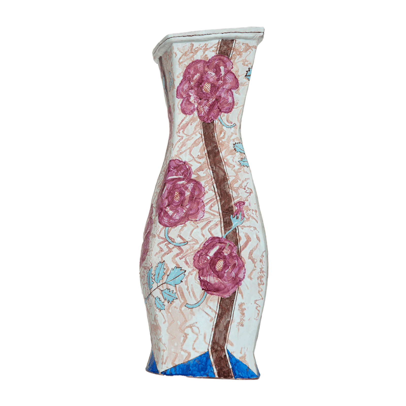 Pink Flowers & Blue Leaves vase, 2.5.2010Glazed ceramic stonewareHeight 54cm