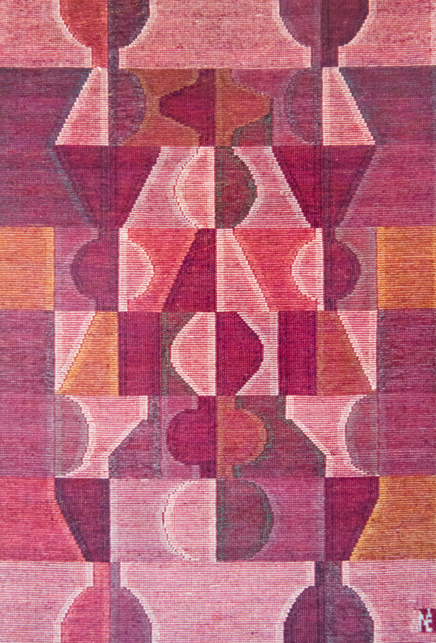 Handwoven wool rug. Serial production. 1990's