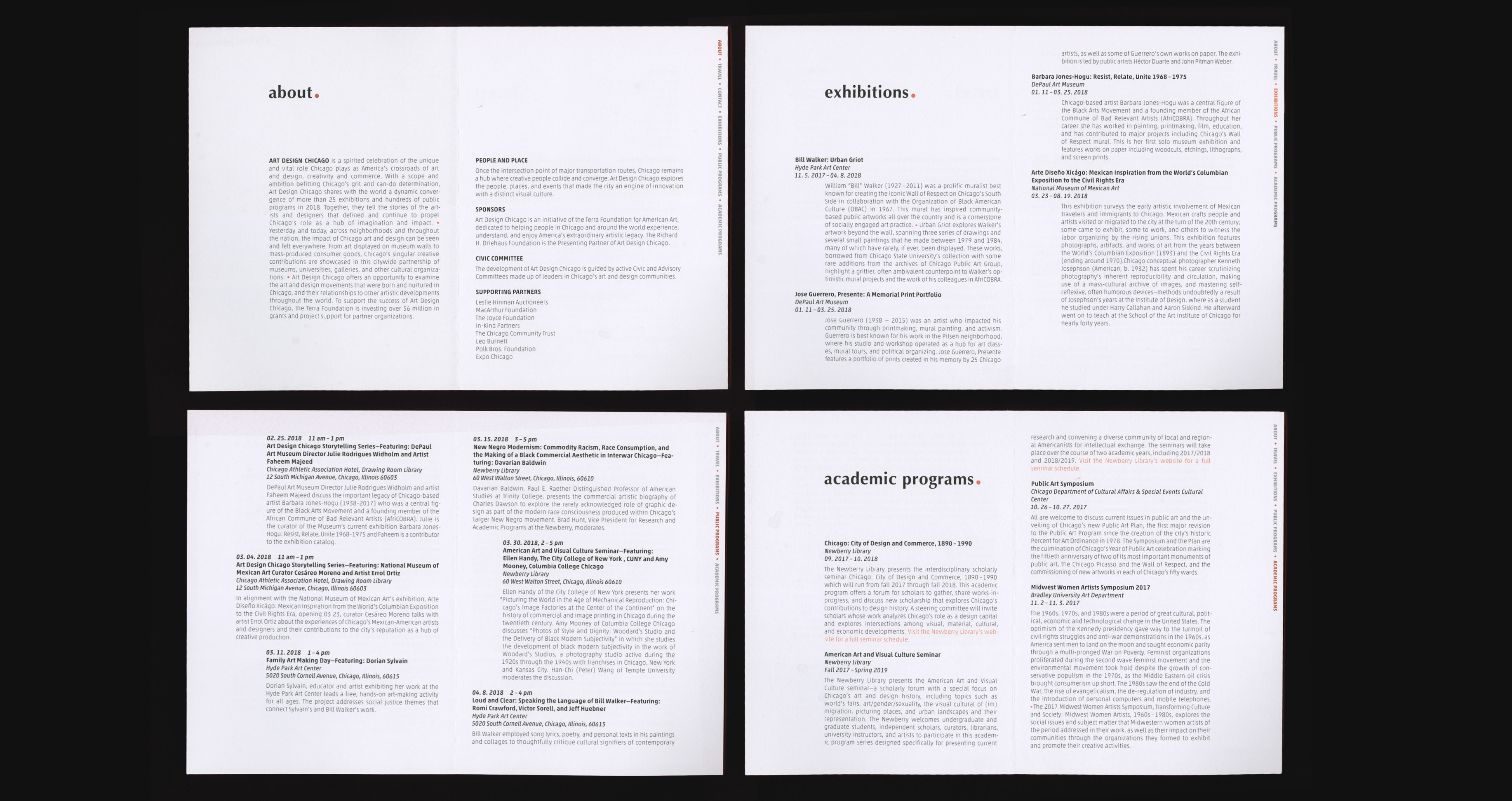 ︎Inside the Booklet (different layouts are used to separate different sections)
