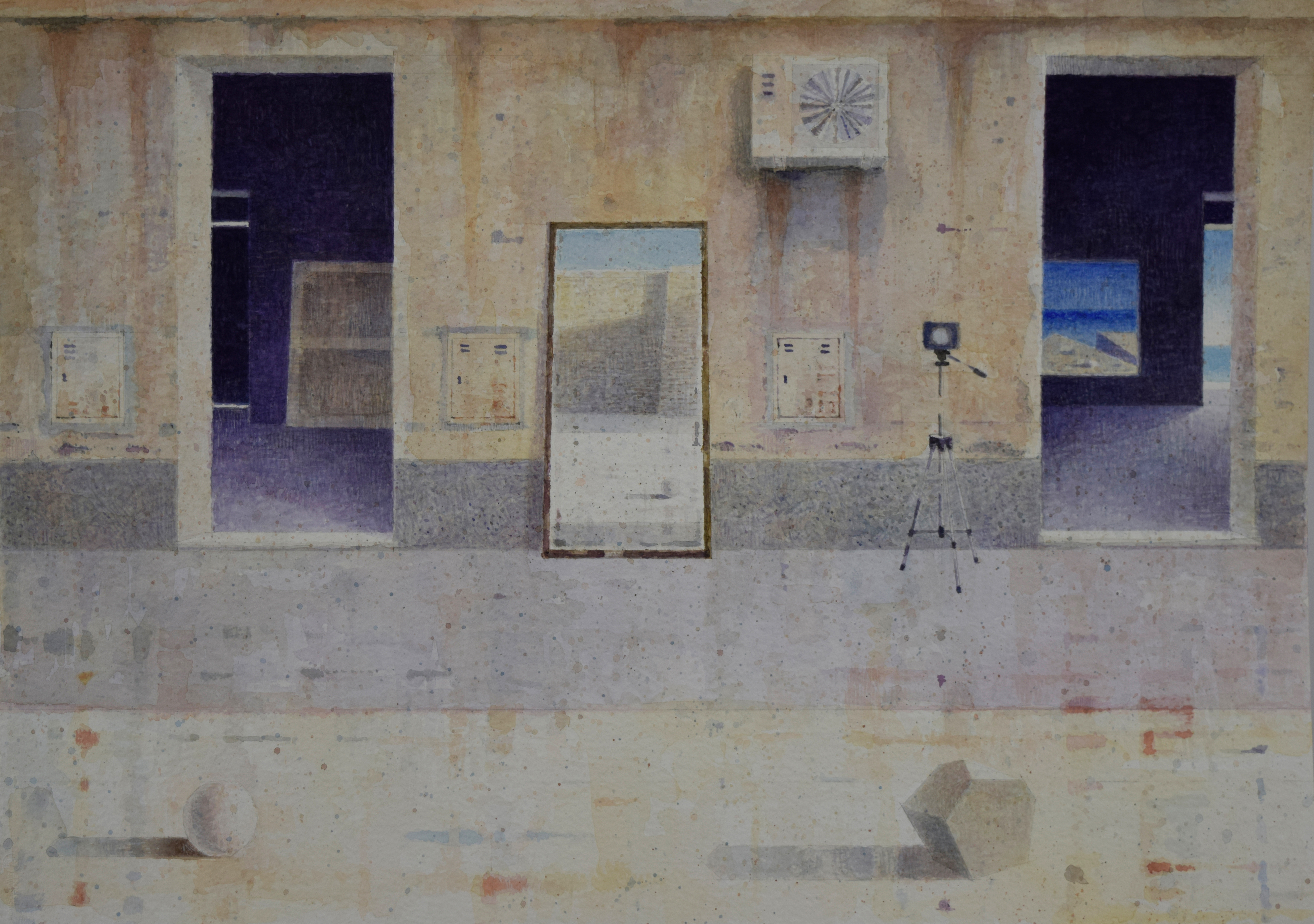 Androne, Atelier, Melanconia, 2019, acquerello su cartone, cm 51x72