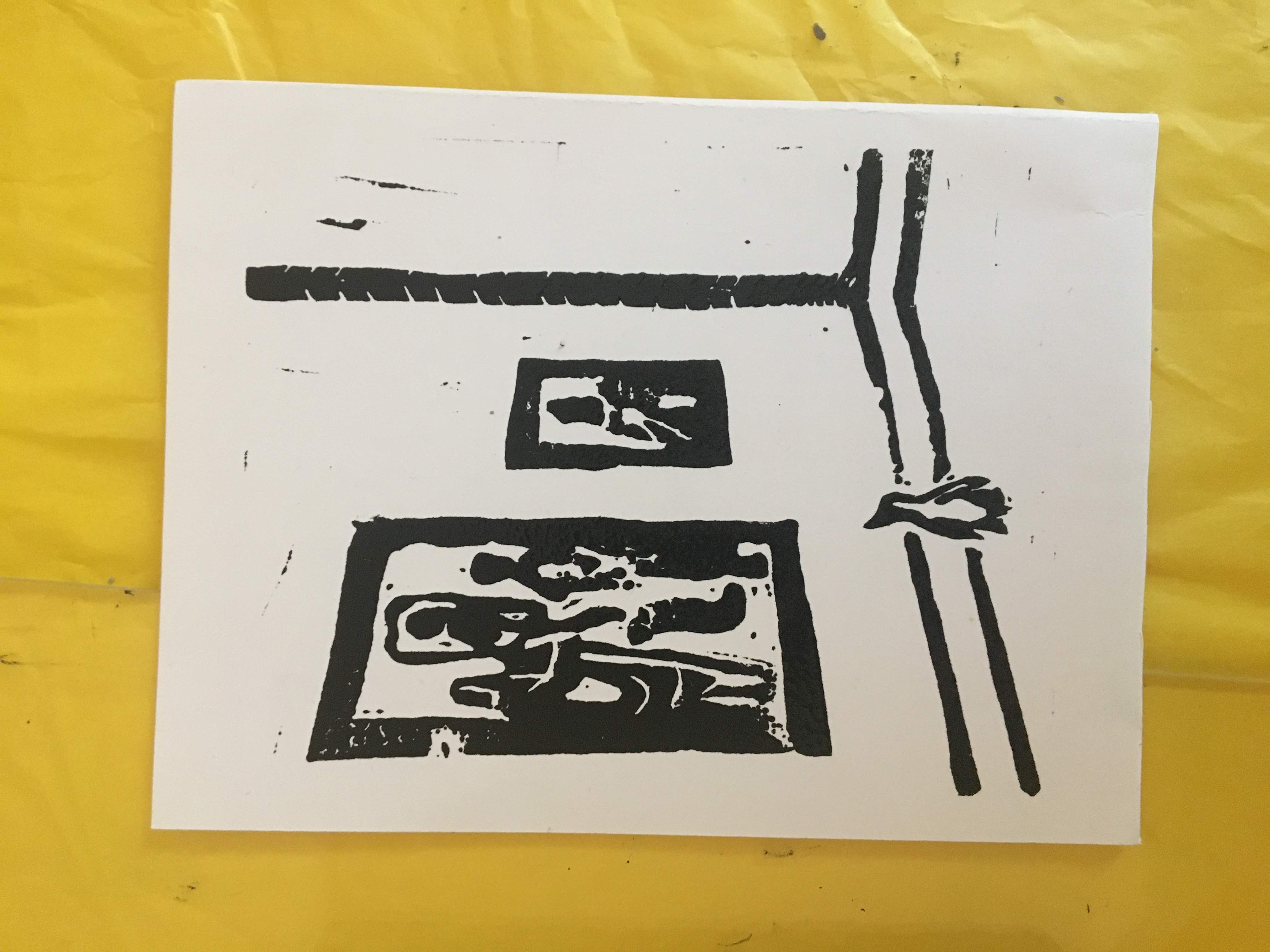 Penguin in Museum linocut print, 2020
