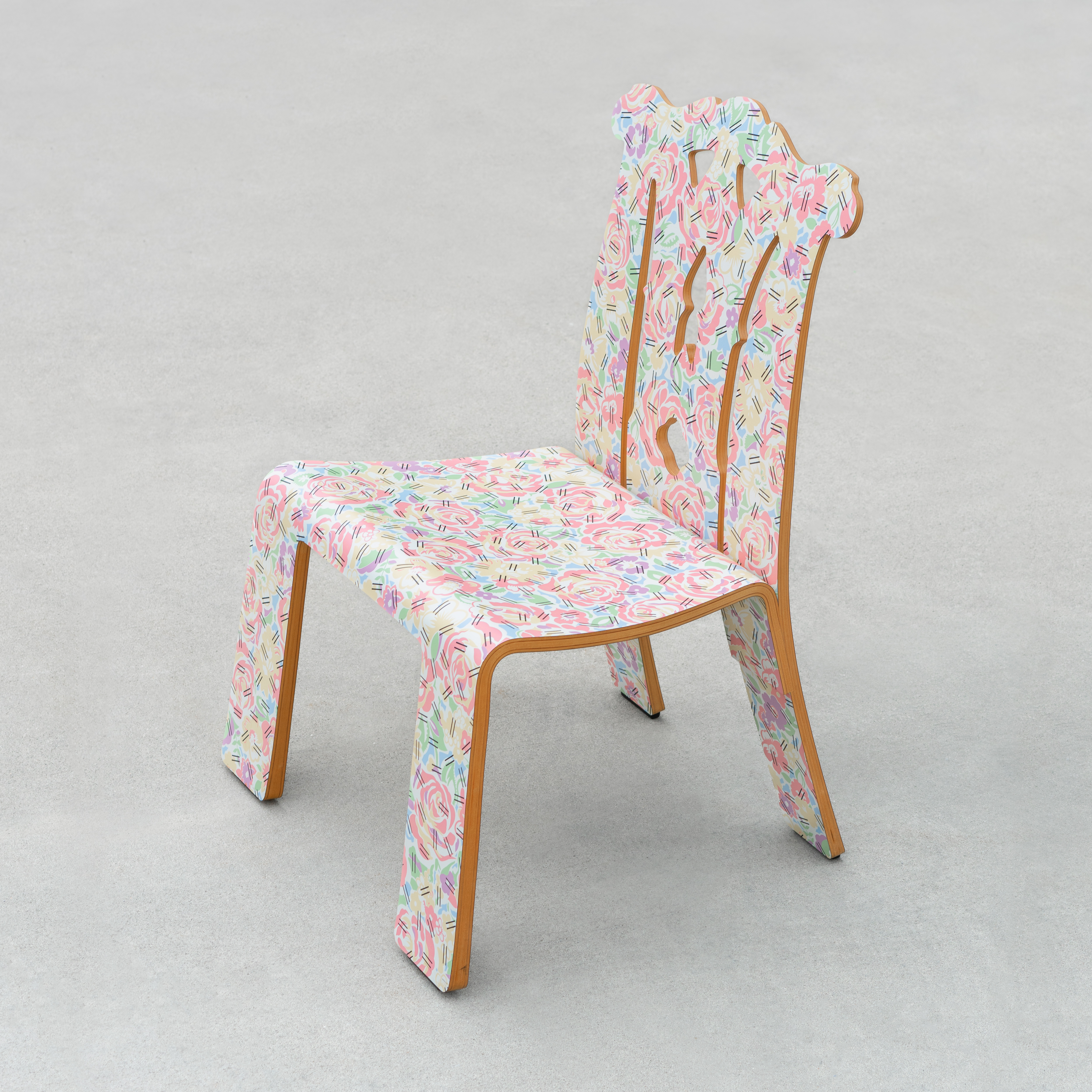 SWEETERFAT KNOLL CHIPPENDALE CHAIR GRANDMOTHERS TABLECLOTH ROBERT VENTURI DENISE SCOTT BROWN, VINTAGE CHIPPENDALE POSTMODERN RARE CHAIR