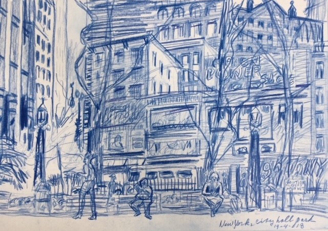 N.Y. Cityhall Park 2013 - colored pencil 30x40 cm