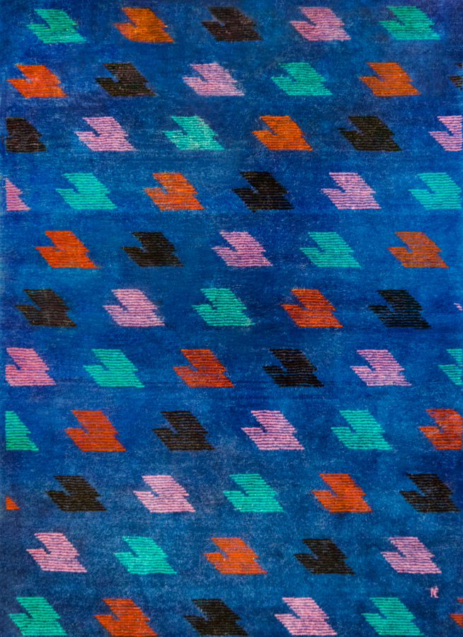 Handwoven wool rug. Serial production. 1990's