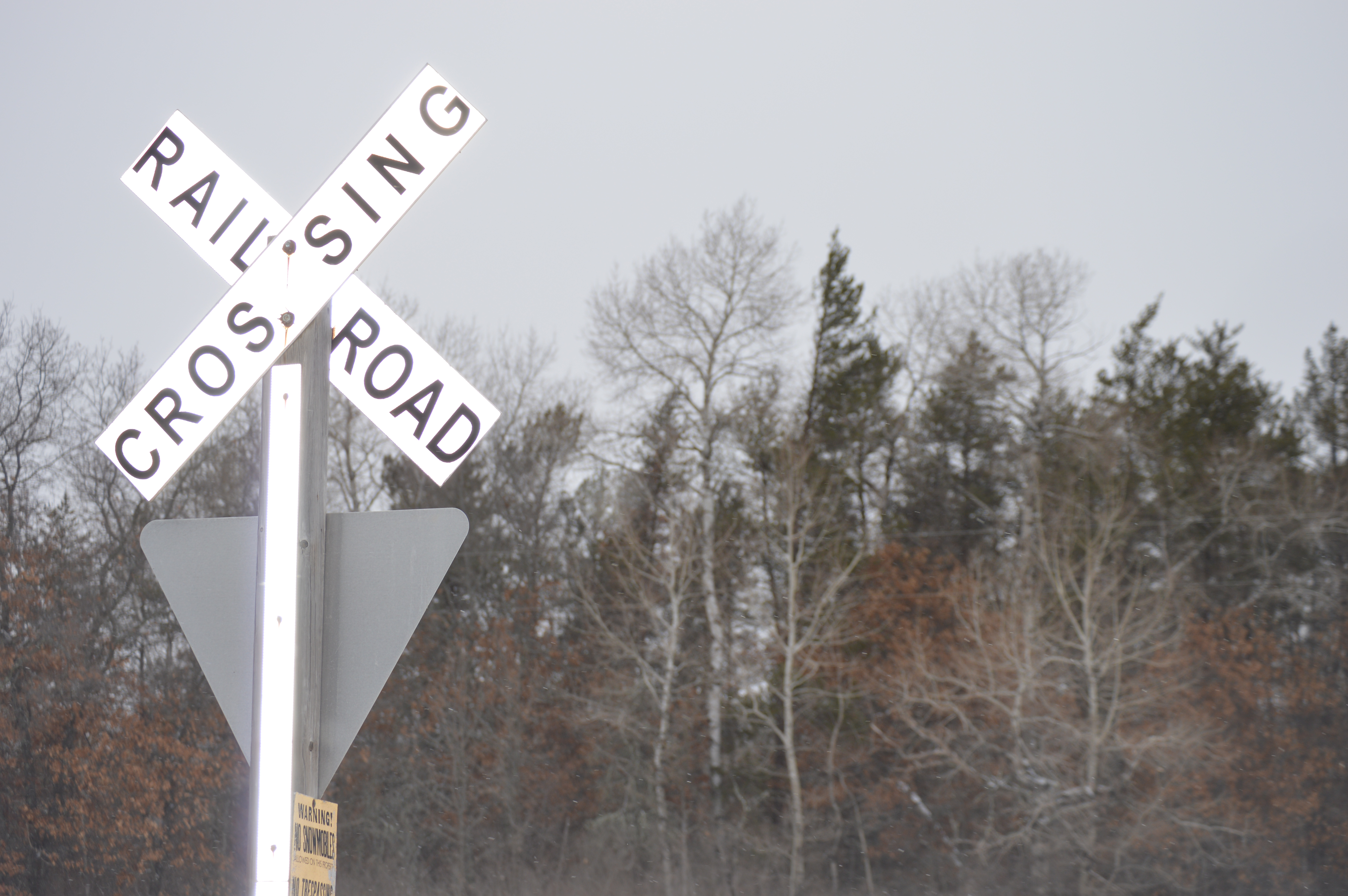 Hauer, Wisconsin. THE LINE crosses the train tracks. Meg Lundquist, 2021. Digital photograph.