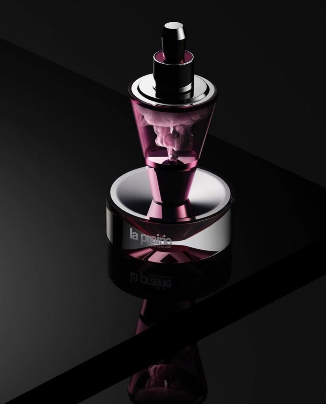 KMA stylist Rachel Haas designs set for photo of fragrance bottle for La Prairie