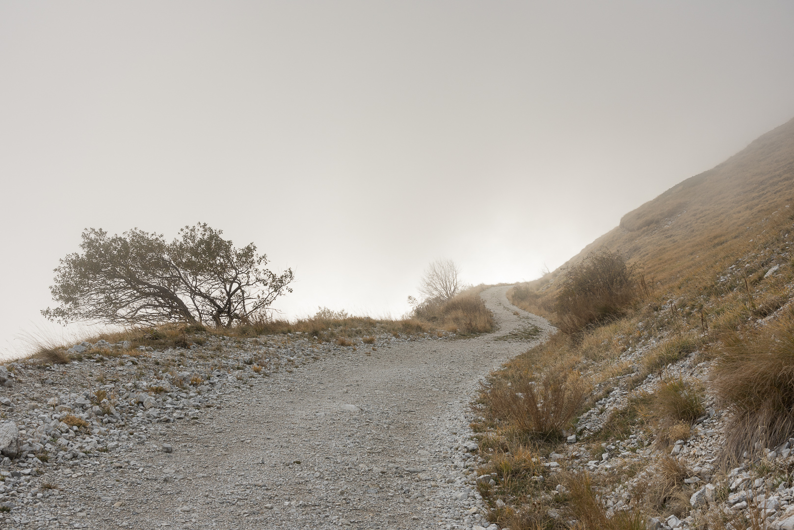 Strada della Sibilla, built in the 60s with the aim of bringing motorized tourism to the top of the mountain. After the strong earthquake of 2016, it’s partly collapsed. November, 2017.