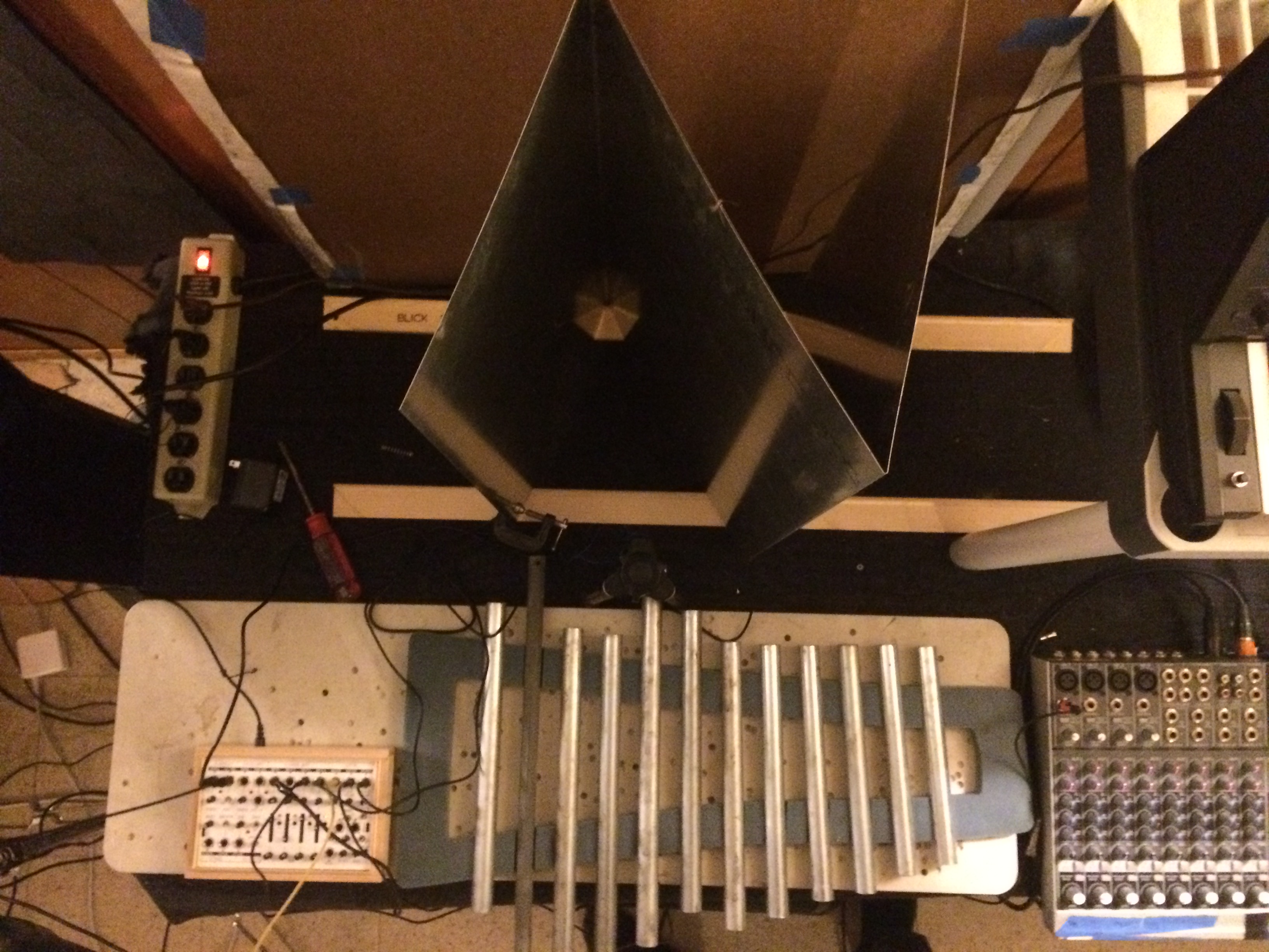 2018 "Koma Field Kit, metal pipes and sheet metal plate reverb N shape. 