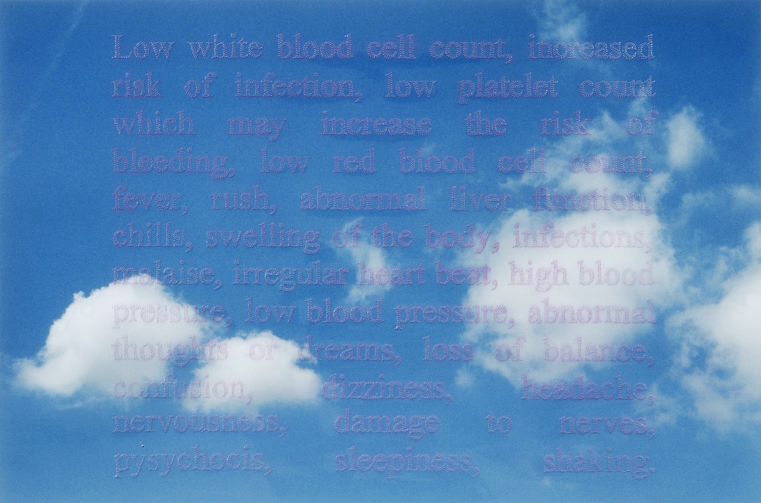  Blue Sky, 2008 . Perforation and dry pigment on photograph . 35 x 46 cm