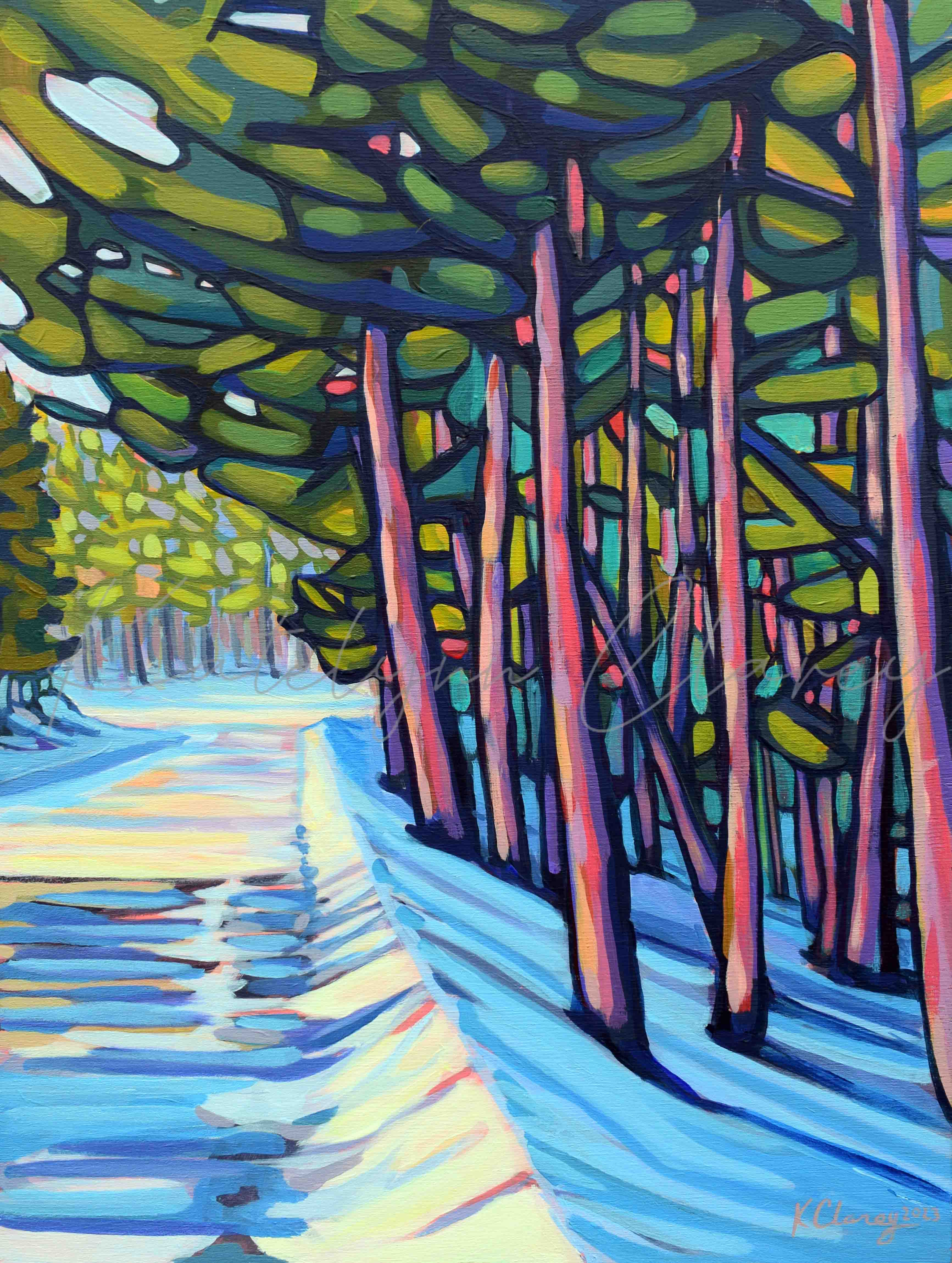 North Point Road, Acrylic on Cradle Board, 12 x 16", SOLD