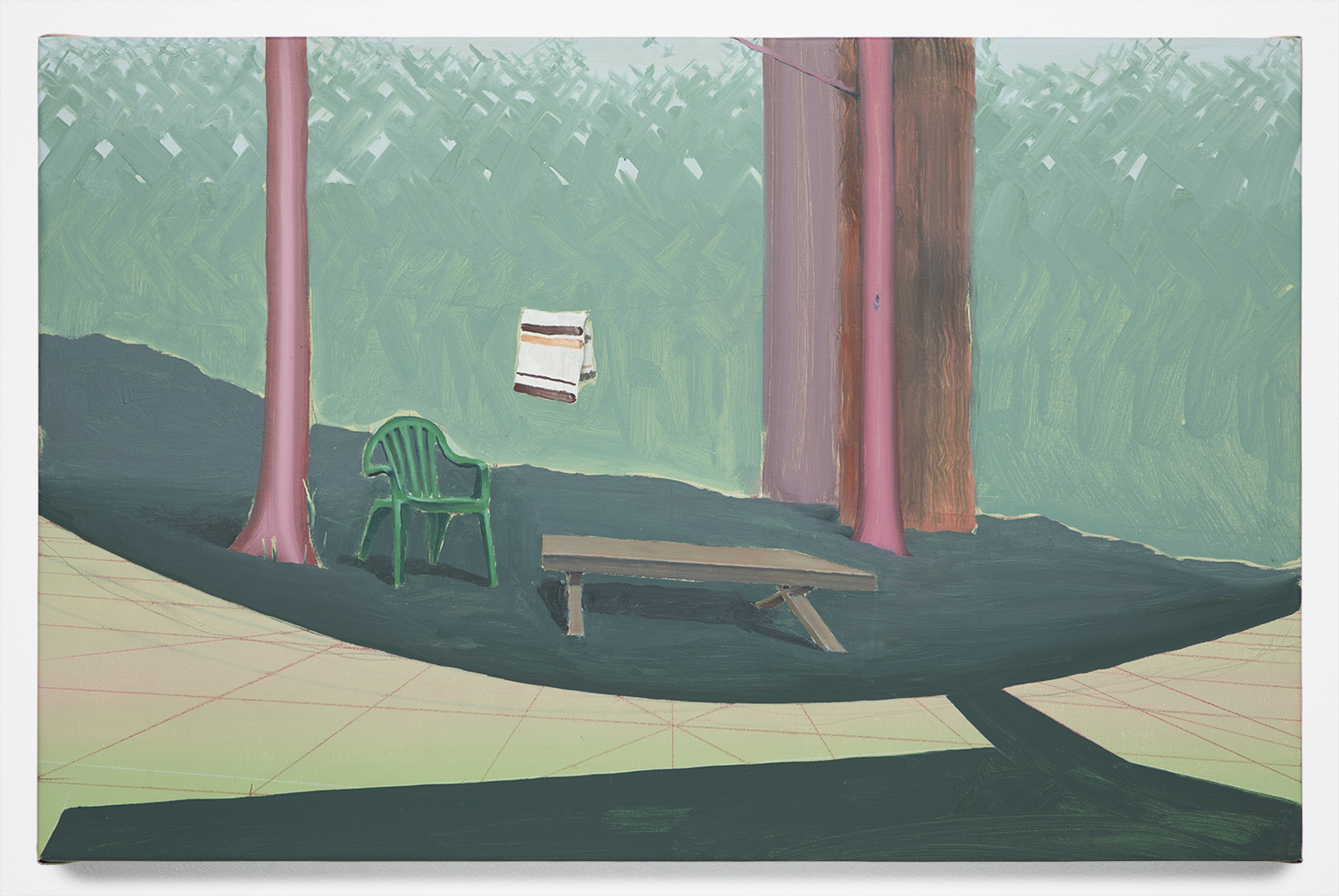 2019 Landscape; oil paint on canvas, stretched over wooden panel; 19 1/2 x 30; 2019