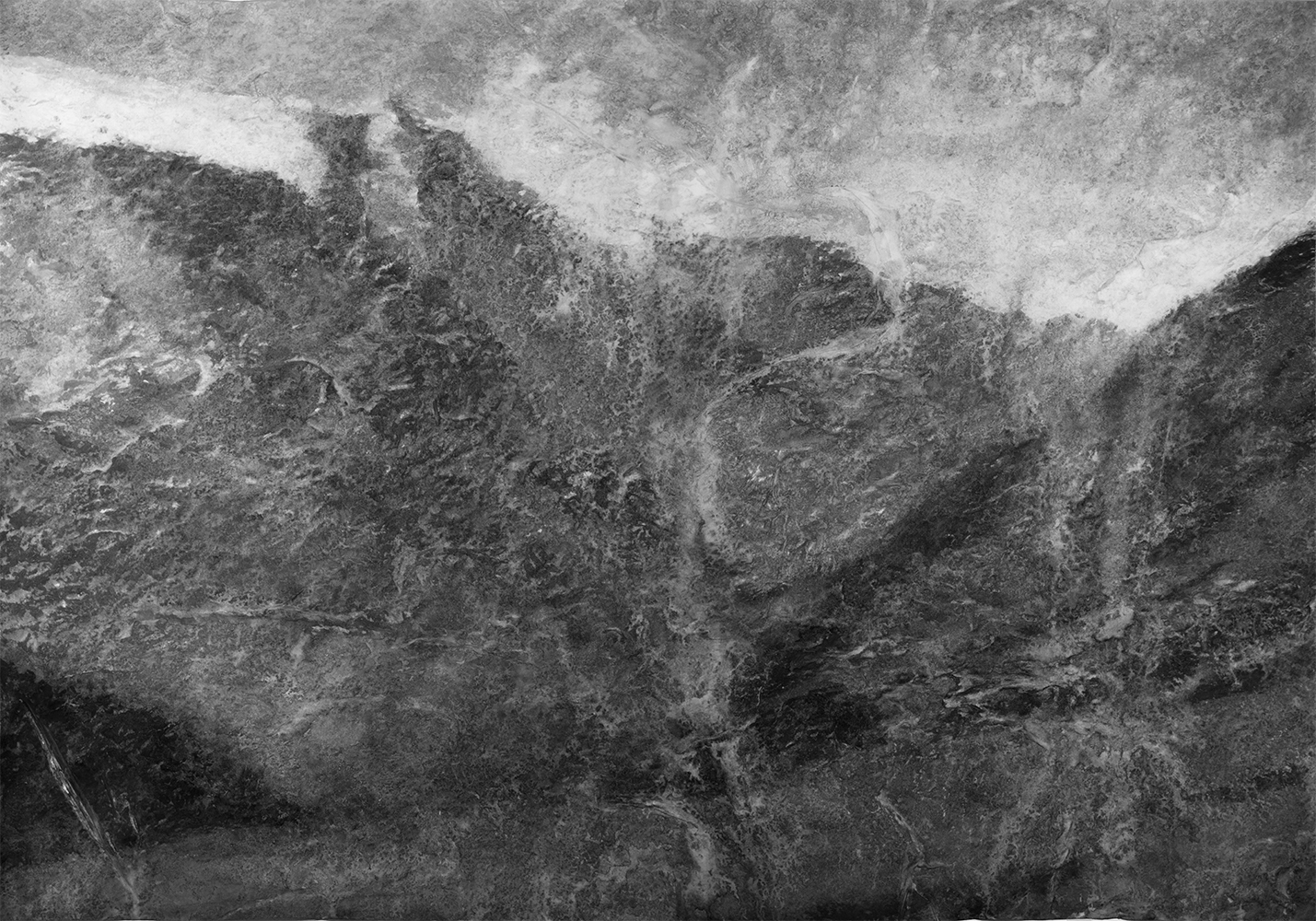 Mont analogue (XXXVII) [Analogous Mount (XXXVII)]Indian ink & methylcellulose on canvas200 x 280 cm, 2025