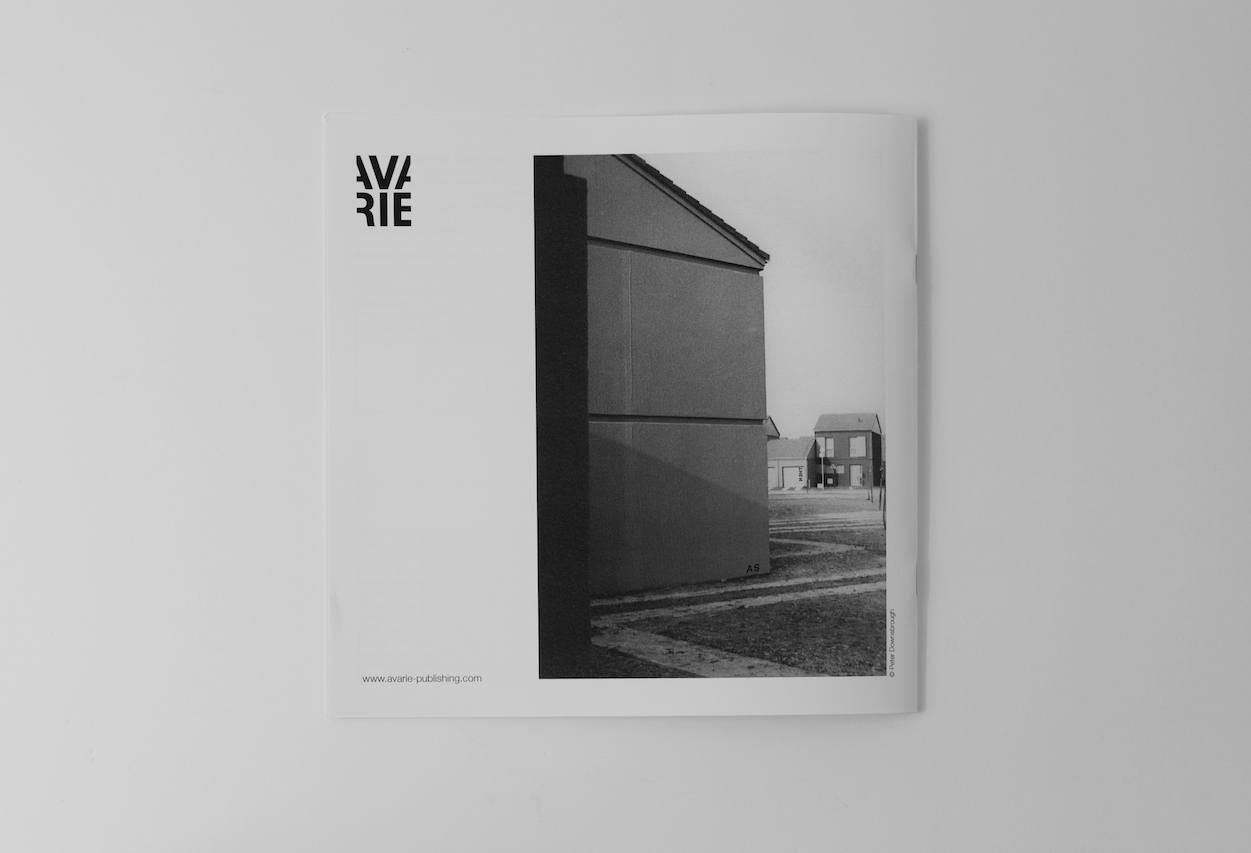 alt="booklet's back cover of Peter Downsbrough essay by Giuliana Prucca"