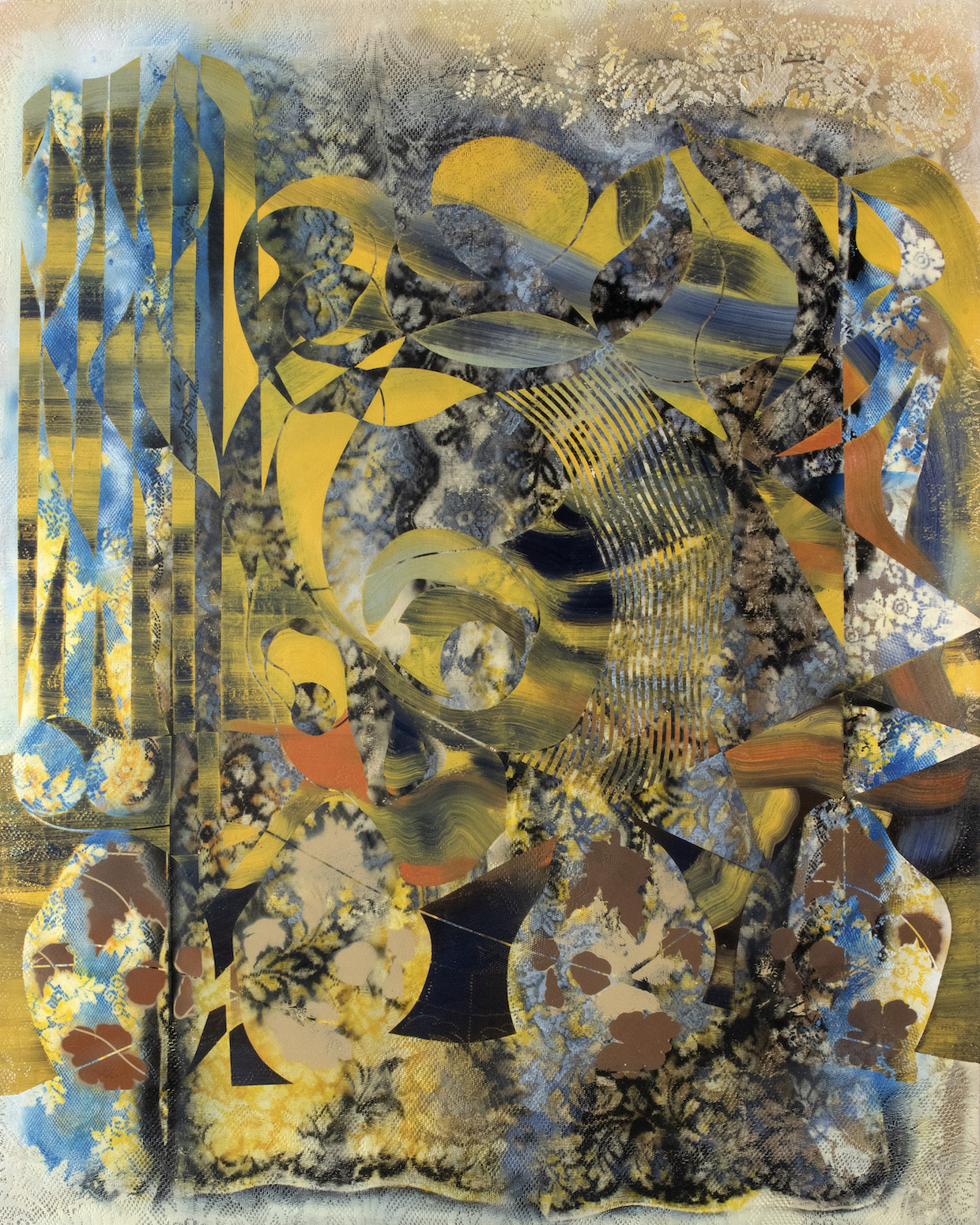  Kim Benson, Golden Headvase, 2018, 74 x 60", oil on canvas