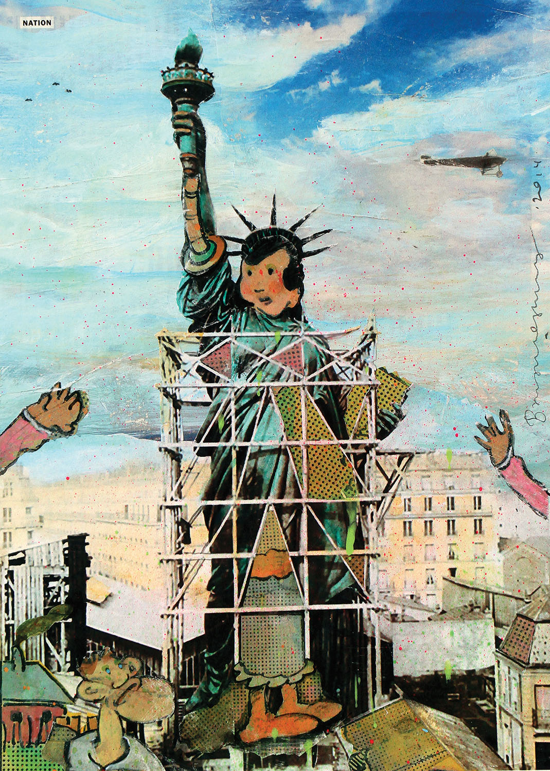 Building Lady Liberty, 2014 Original paper collage on museum board, 12 ½ x 8 ½ in.