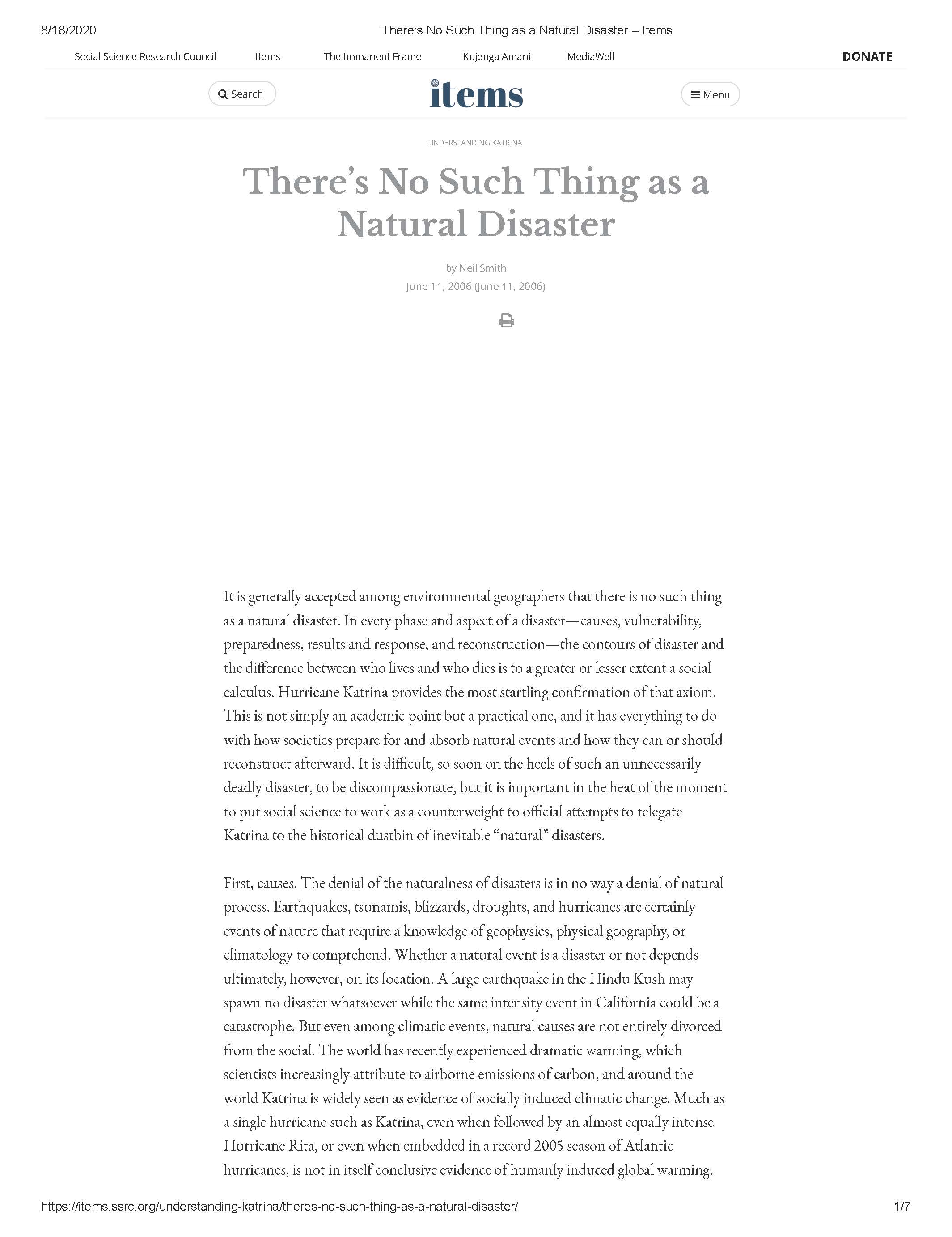 There's No Such Thing as a Natural Disaster | Neil Smith