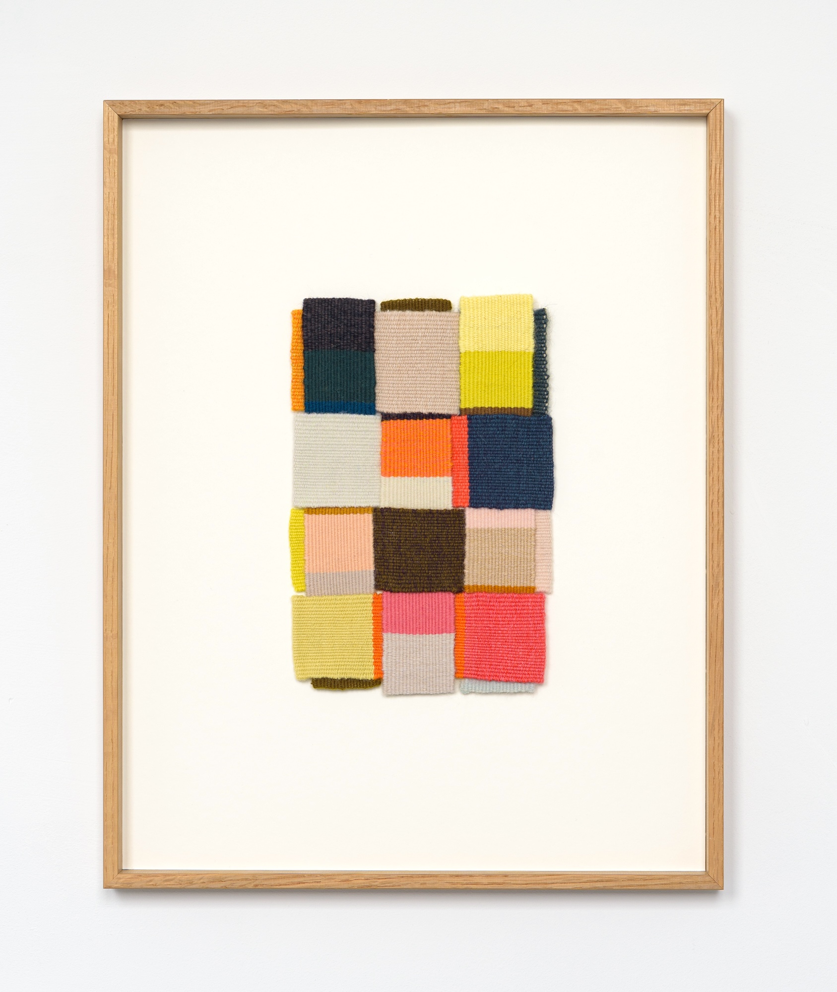 Sunthreads (2024) 47 h x 36 w x 3.5 d cm (framed) Linen and Wool, woven tapestry.