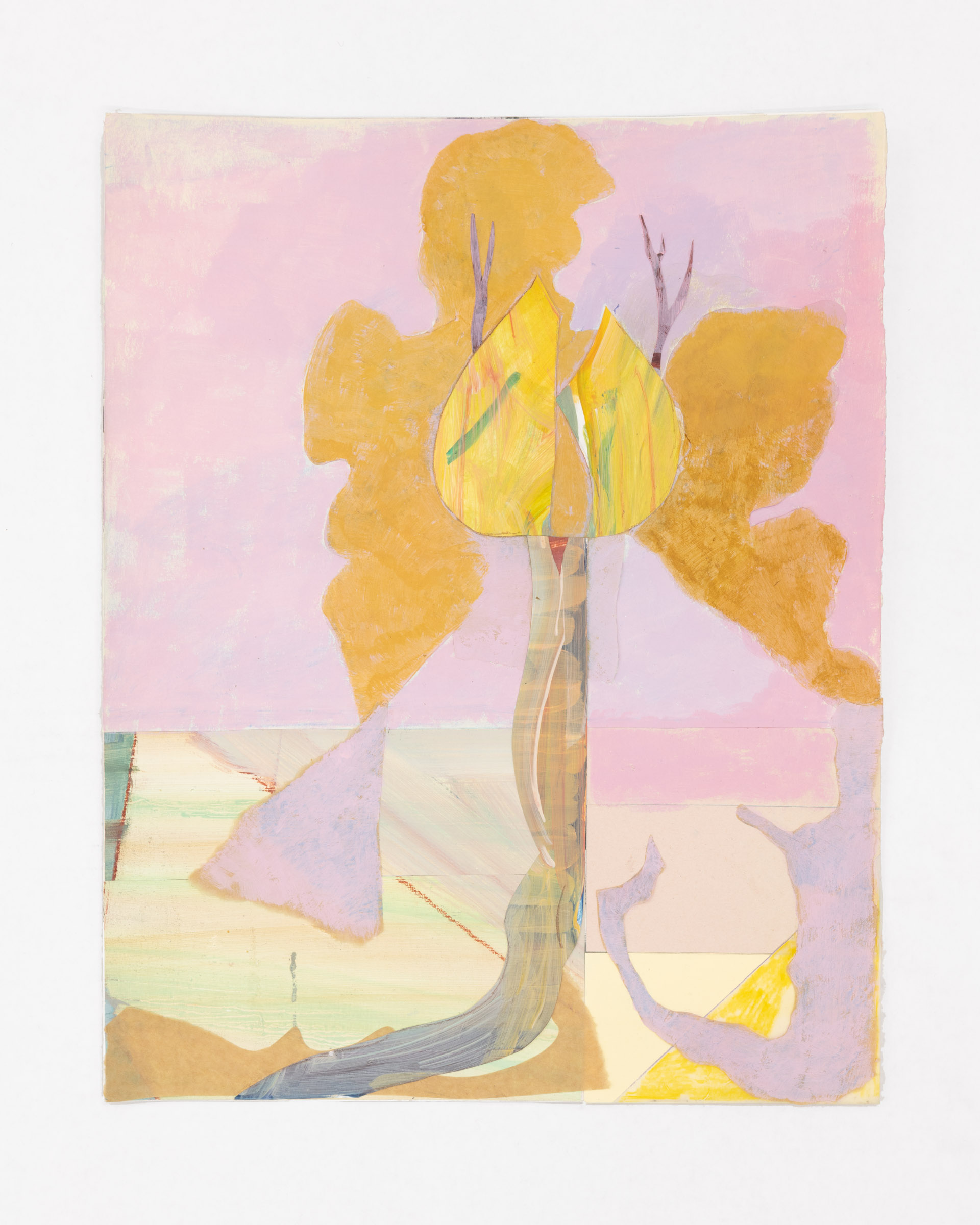 Snake Flower, 11 x 14 inches, collaged oil on paper, 2019