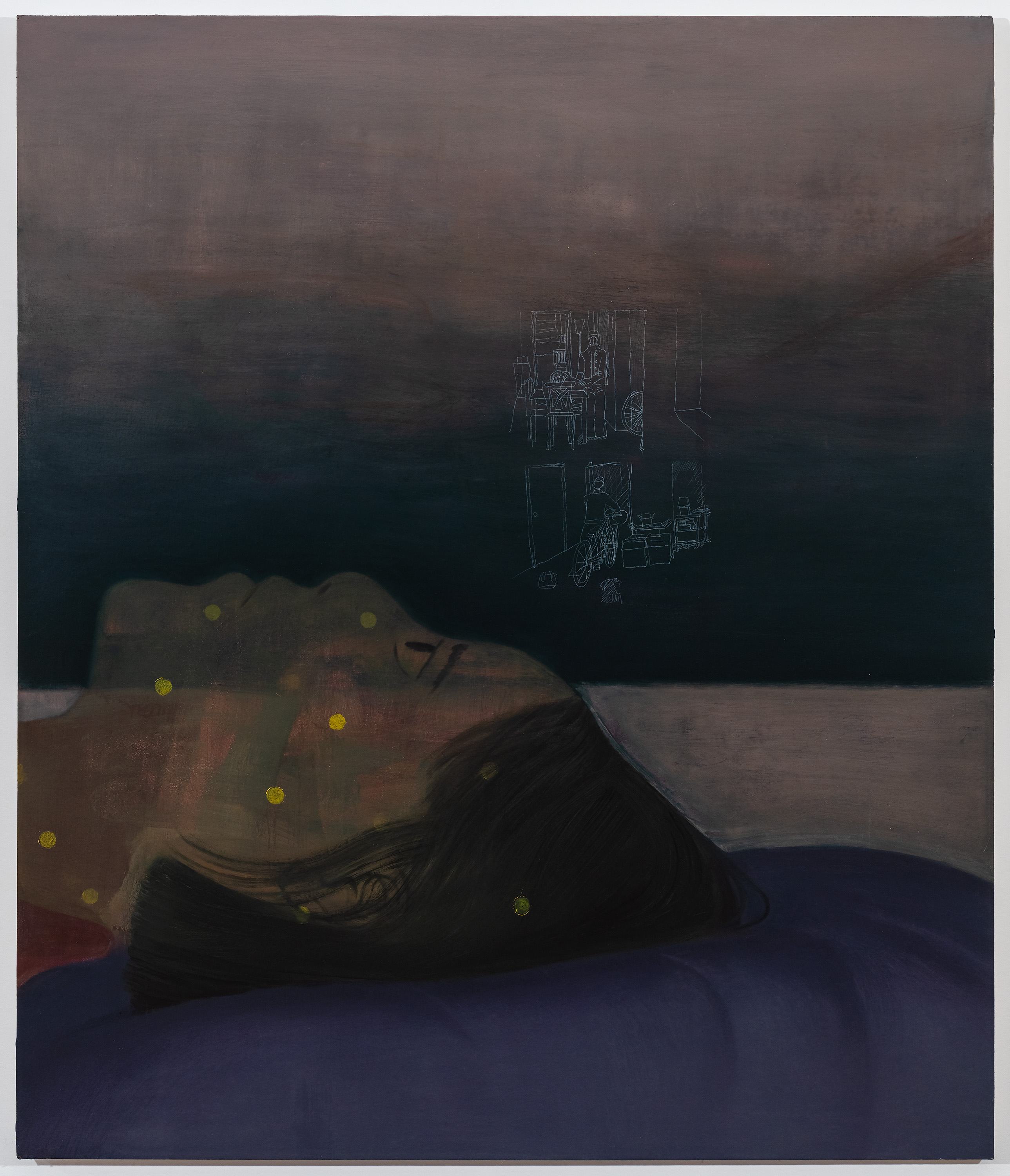 家里有鬼 (jiā lǐ yǒu guǐ) 2, 202348"x56", oil and carbon pigment on canvas