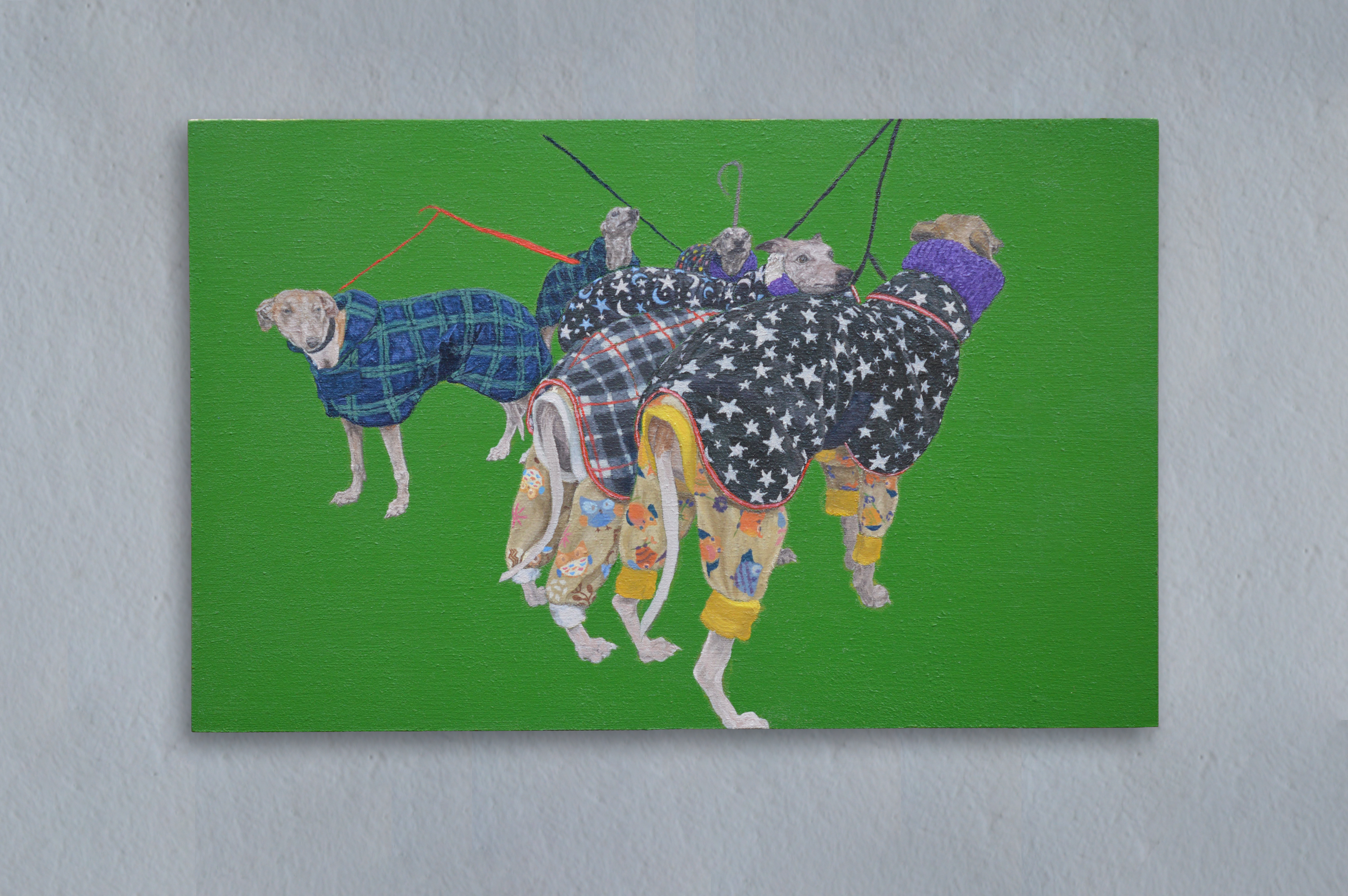 whippets at crufts   oil on plywood, 19 x 30cm 