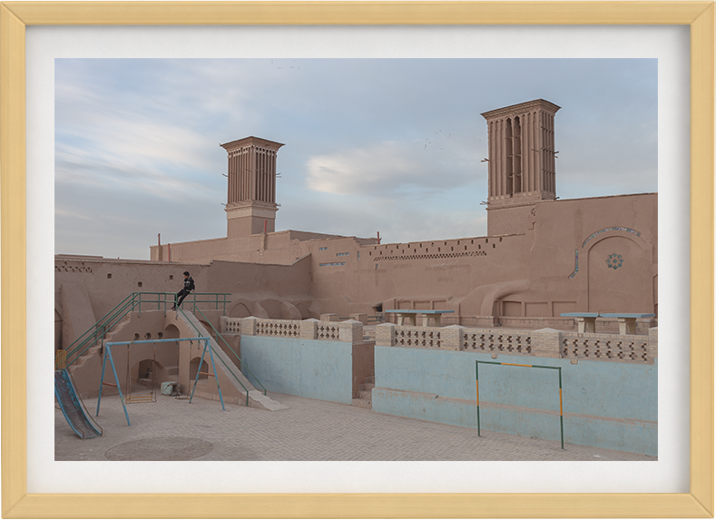 Torres eólicas en la ciudad de Yazd, Irán