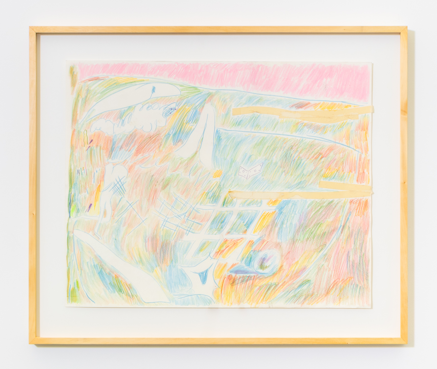 24 year old pencil, 2025, Coloured pencil on paper, framed in Huon Pine, 81.5 x 97 cm