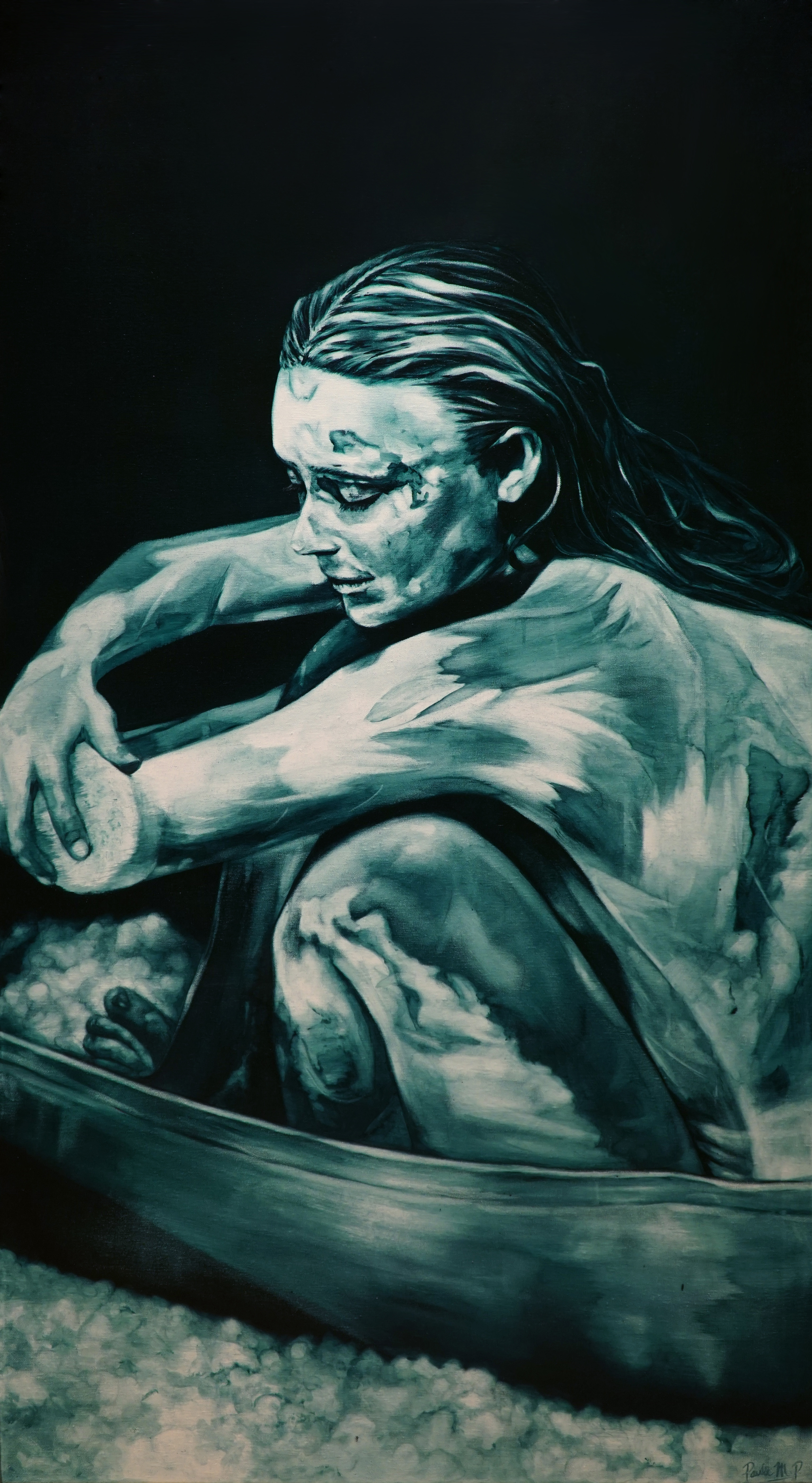 2019. "Deslavarme", óleo sobre tela, 150 x 80 cm