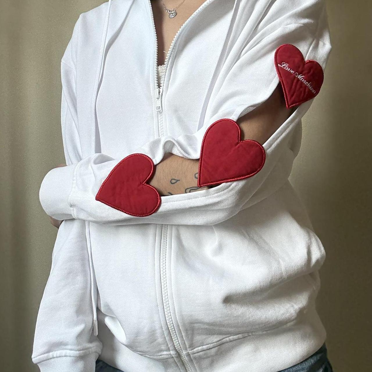 Love Moschino Red Heart Applique Zip Hoodie - S - $110