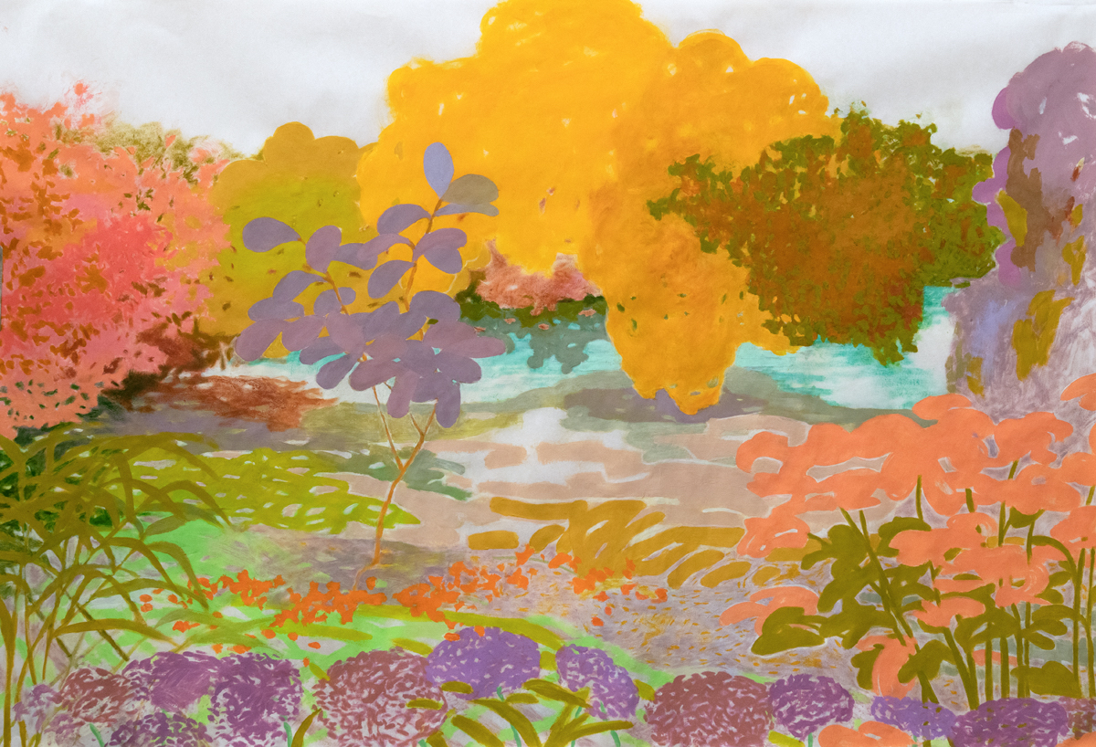 Fictive Space (Brook), 2022, Acrylic on Kozo paper, 25 X 37 in. (unframed) $3,500