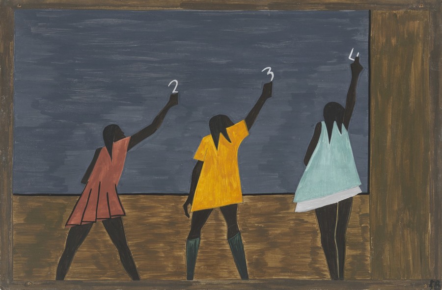 Jacob Lawrence. Migration Series: In the North the Negro had better educational facilities. Panel 58