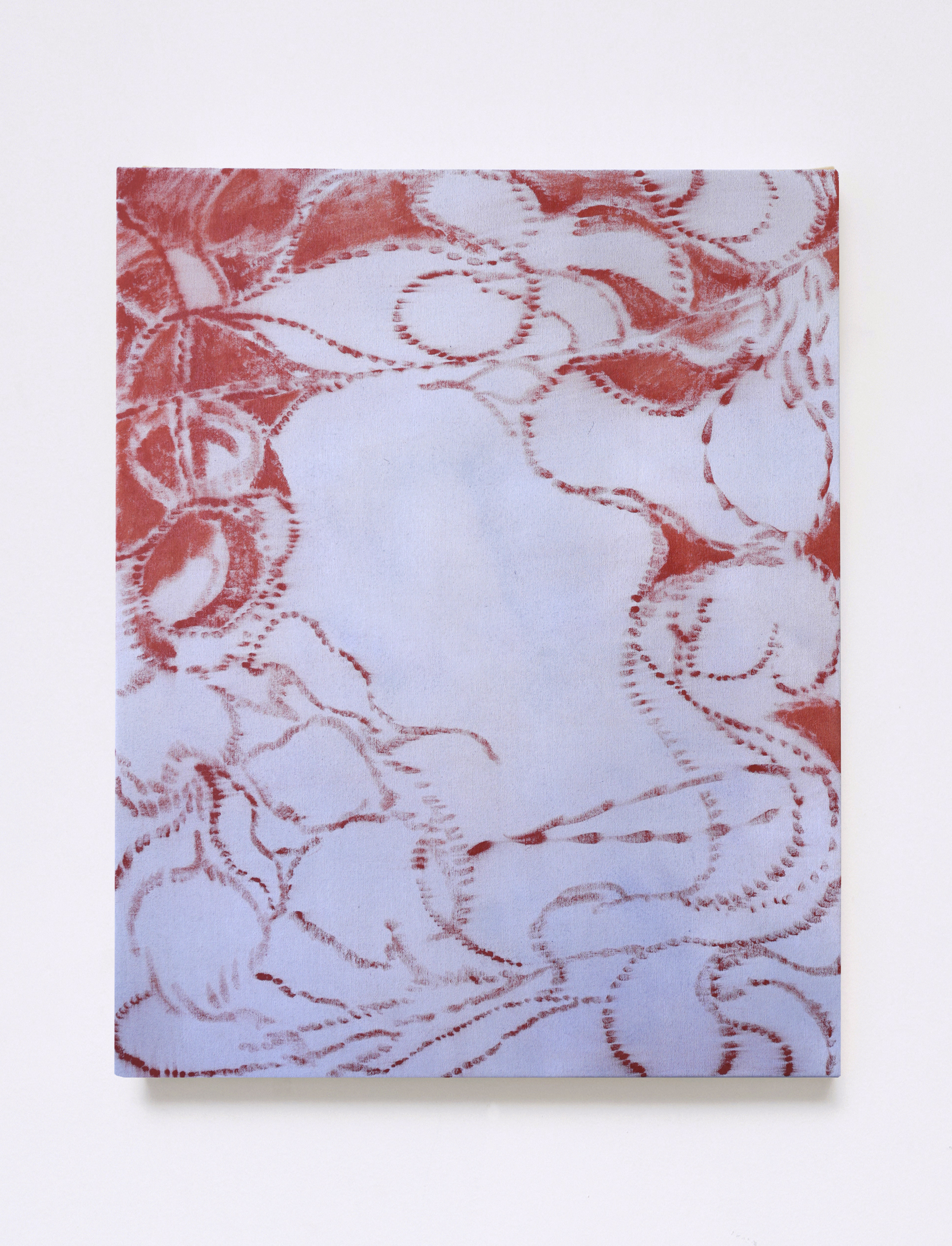 S14 (Red Line on Blue Dye Wash), 30 x 24," $145/wk