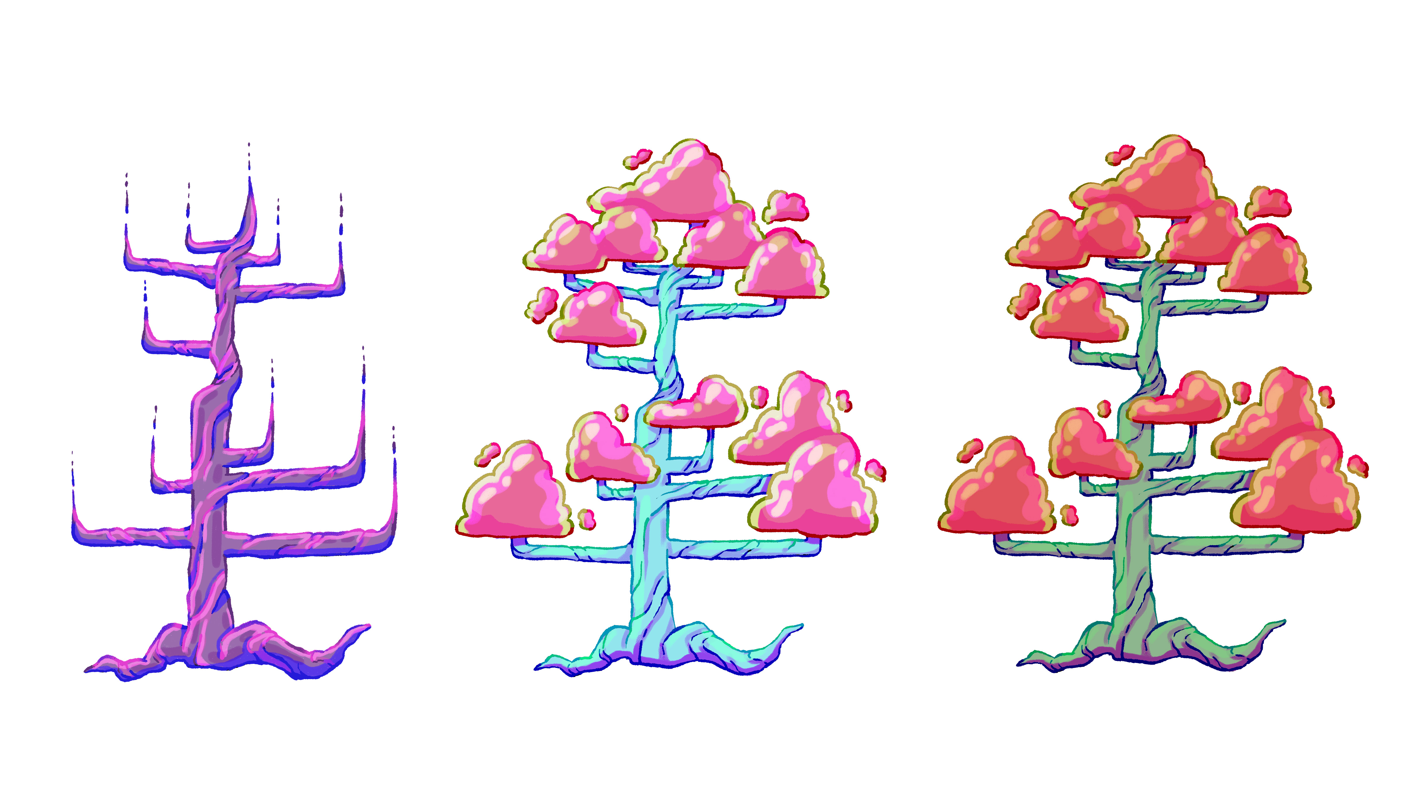 Tree Color ExplorationDigital Art, 16x9 inches, 2023