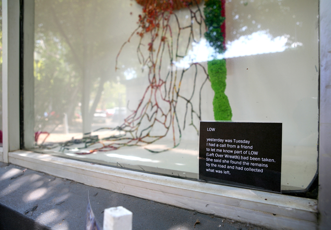 The installation view of 'Left Over Wreath' at NCCA, Darwin. Photography by Fiona Morrison.