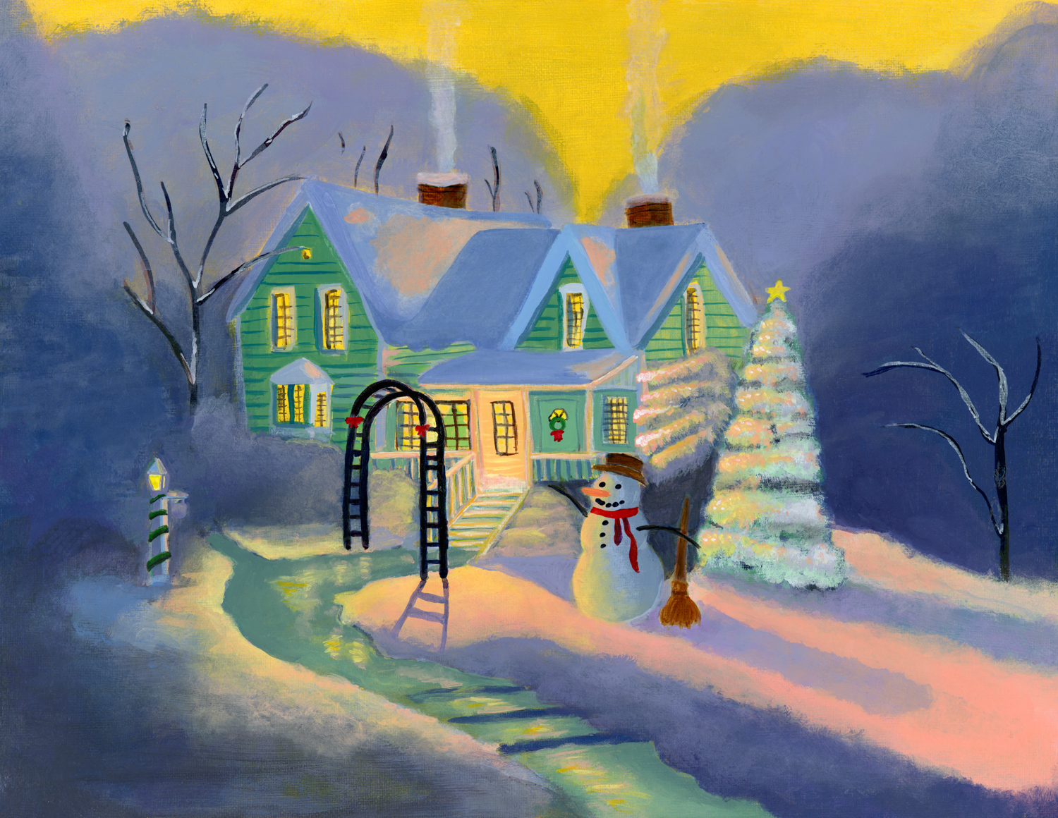 Master Study No. 31. 2022. Acrylic. Canvas on Panel. 11x14” (Thomas Kinkaid. Blessings of Christmas. 2002.)