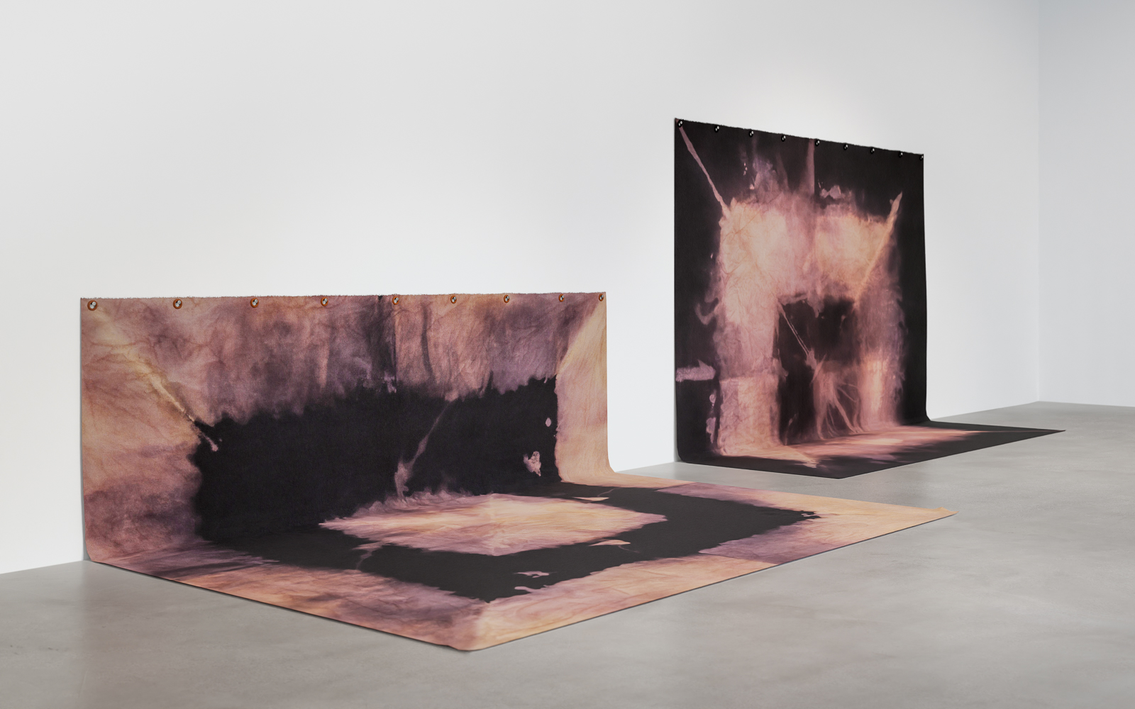 Entropic indices, 2020, bleach and vinegar on canvas, each 96 x 96 in. (244 x 244 cm)