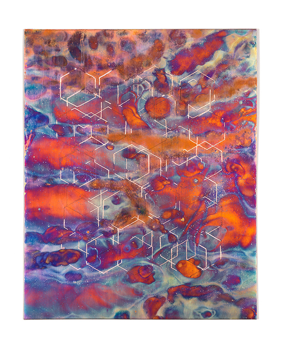 Looking at a Glass of Still Water #32023Etched copper, heat, oxidation, light-sensitive compound, UV protection topcoat, 10 x 8 inches