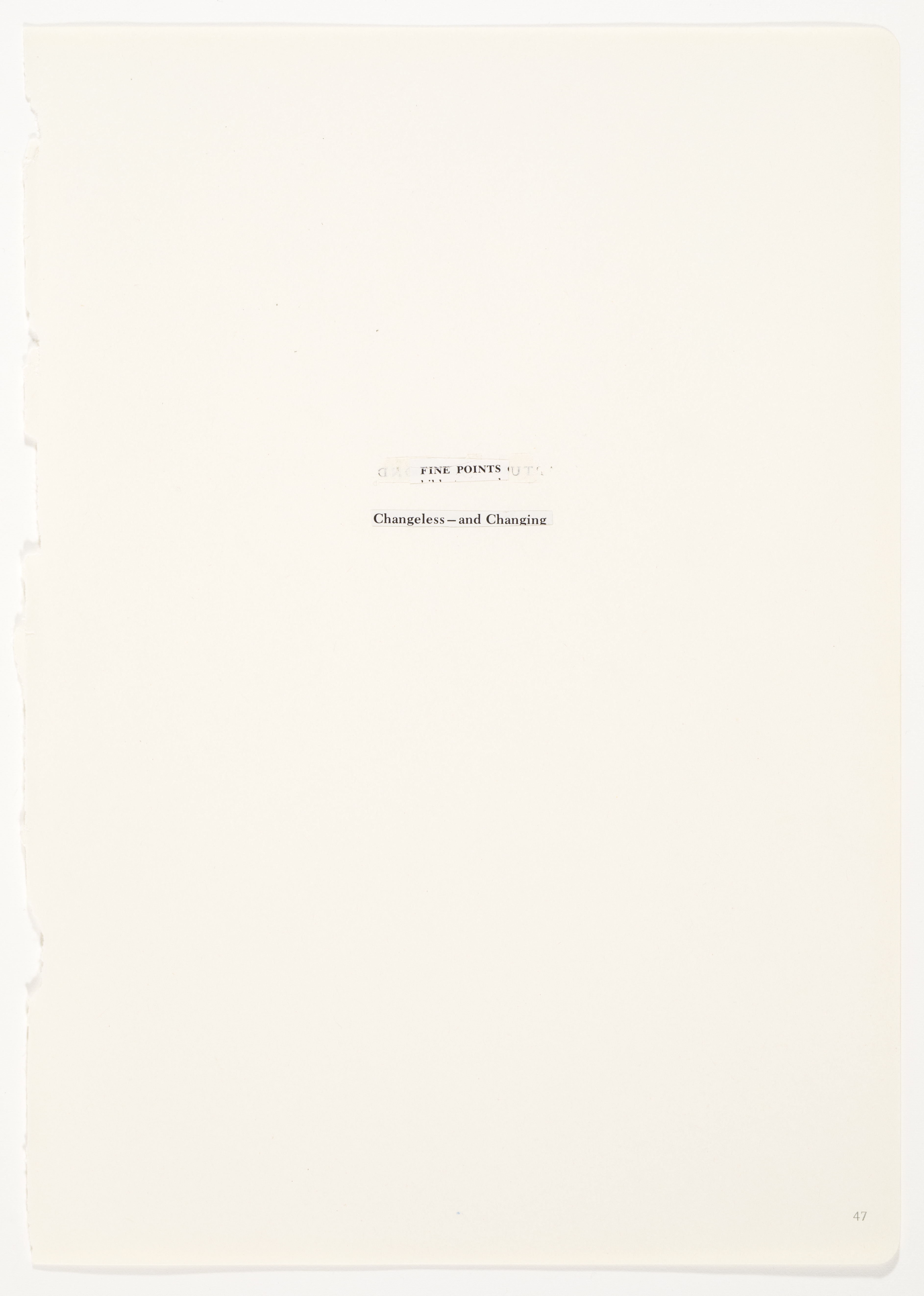 Fine Points Changing and Changeless