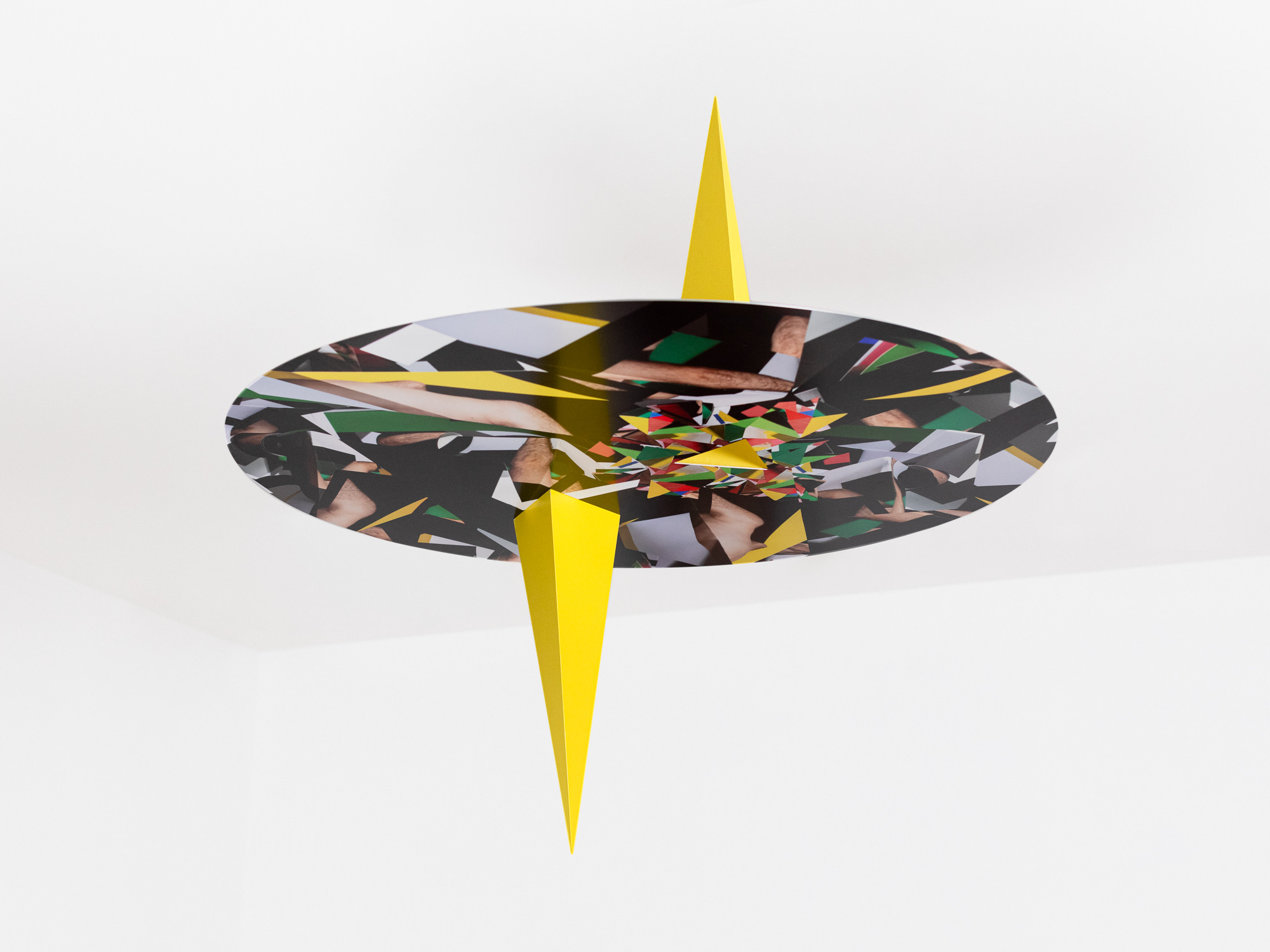 Scraps #2, 2019Dye sublimation on aluminum, painted plywood40 x 40 x 40 in