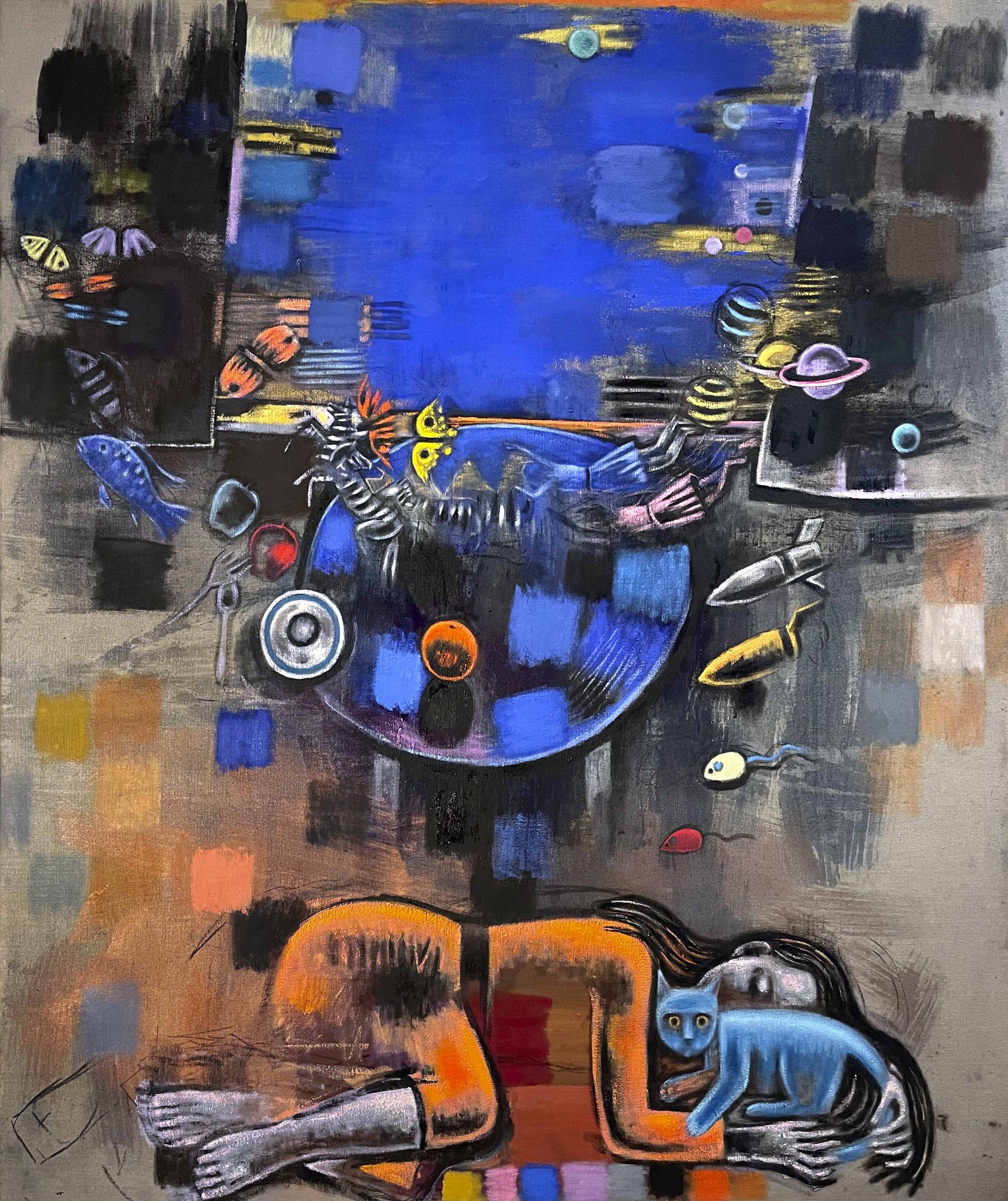Little Wing, Slight Return, 47" x 72" oil and distemper on linen, 2022