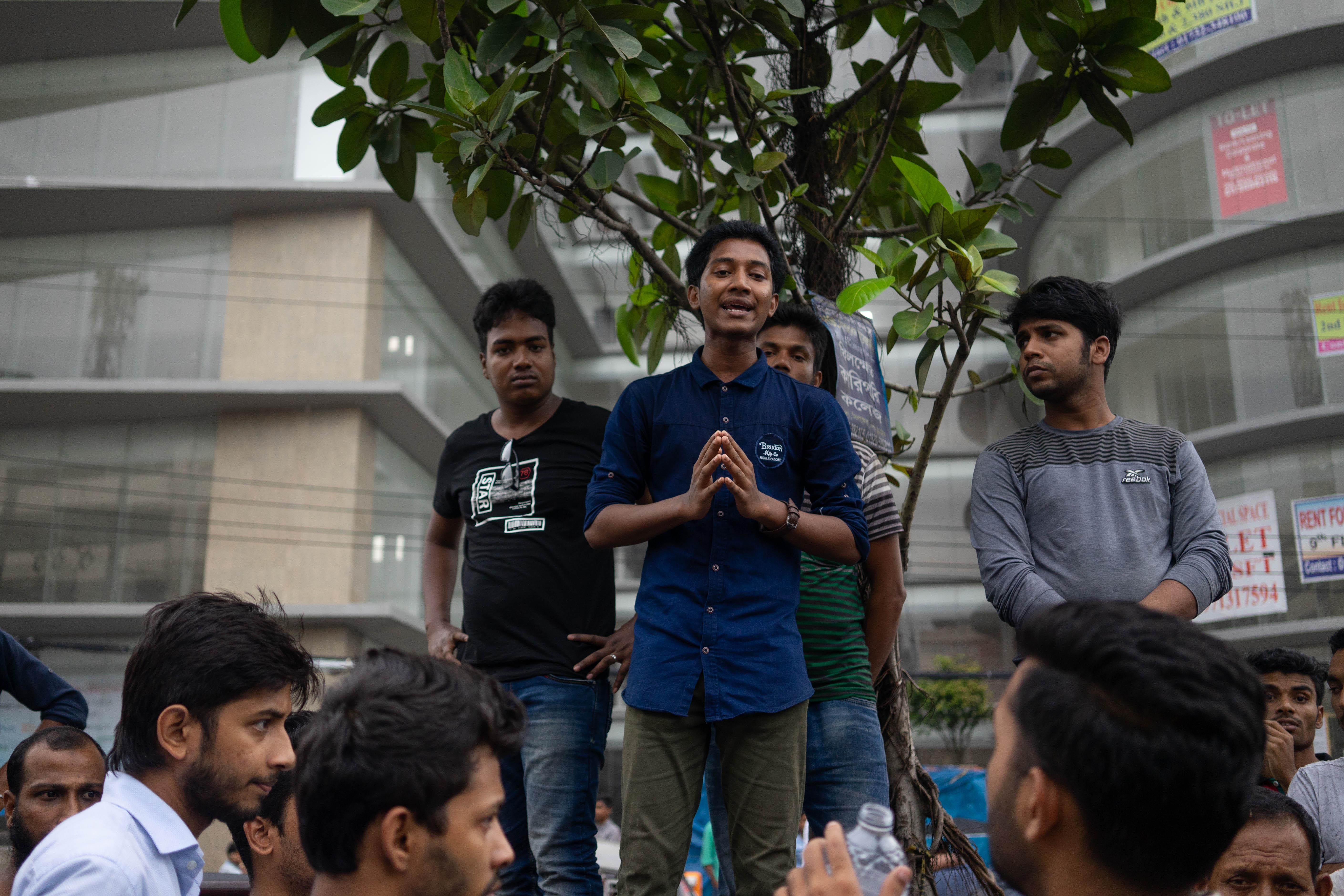 On July 29th, 2018, two college-age students were killed by an over- speeding bus on Airport Road in Dhaka.  					 The following week high school age students peacefully occupied the streets demanding safer roads and justice for the victims.  					 The students created checkposts and forced all vehicles to show a valid driver’s licenses andcar registration. By the sixth day of protest violent clashes began occurring between the students and the government backed Chhatra Leauge, leading to a display of brute force that eventually ended the protests.