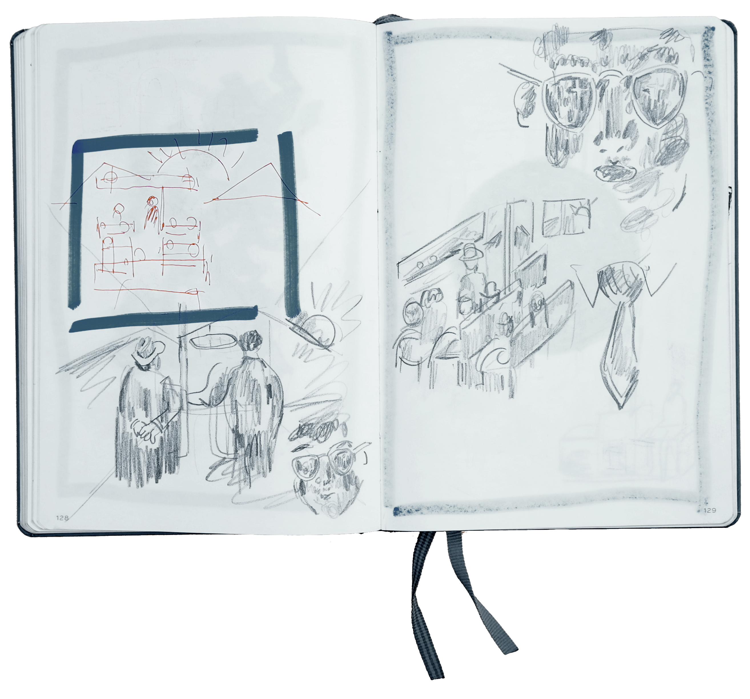 Sketches on paper, 2022-2023. Variable dimensions