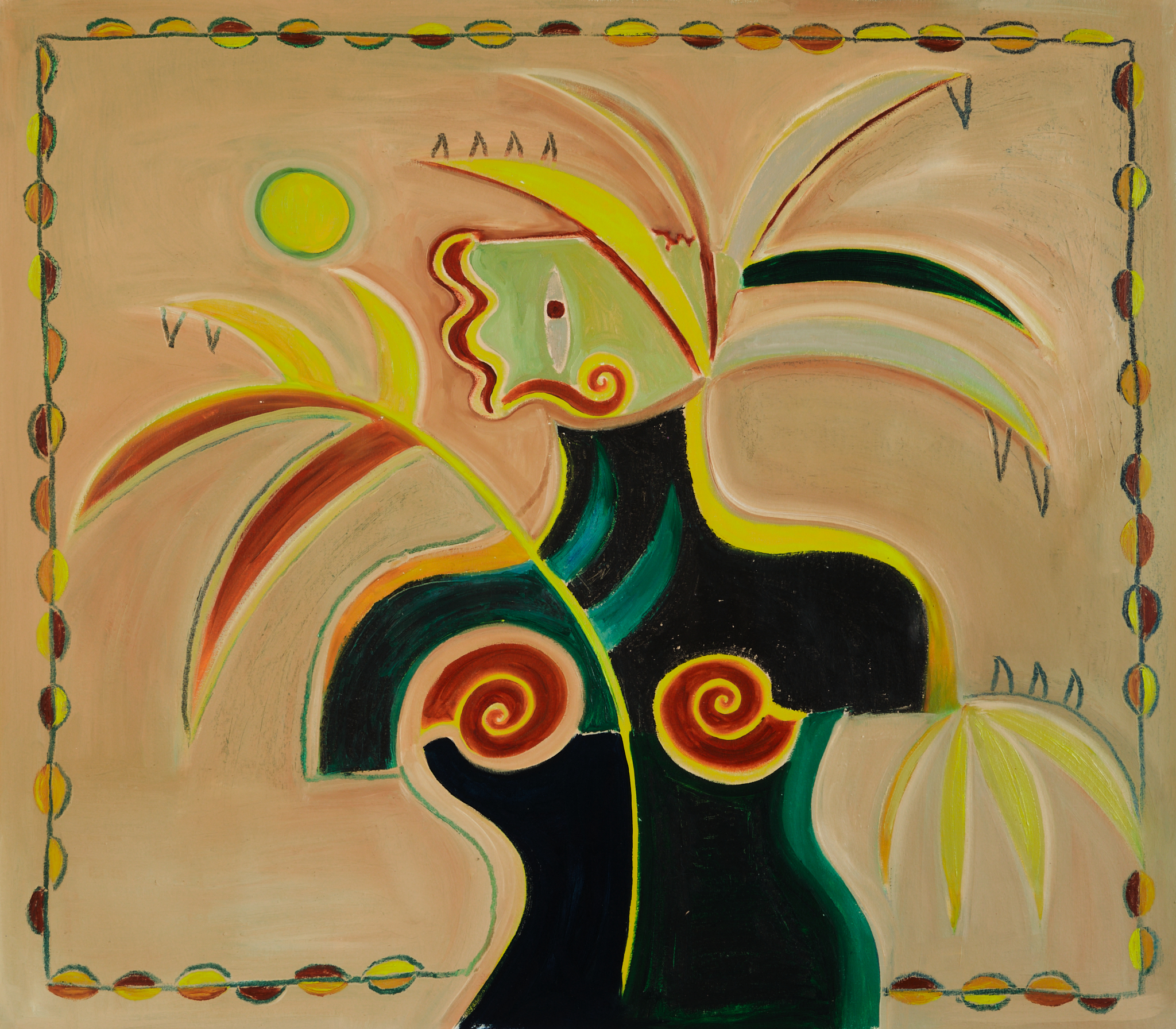 Portrait 2, 2024. Oil & oil stick on canvas. 110cm x 94cm 