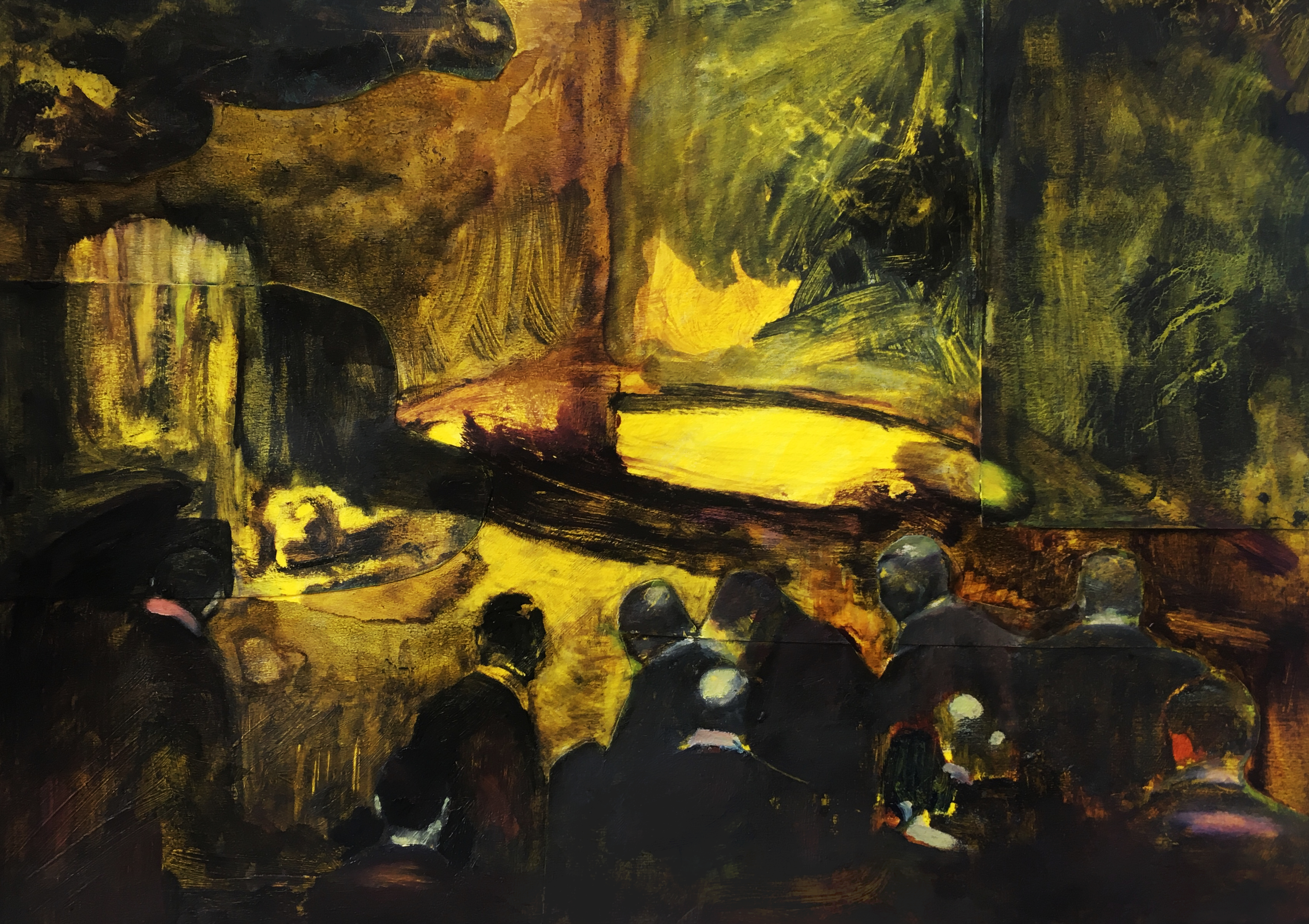 L’Assemblée des riens, 2019, huile sur papier, 19x27cm (Collection privée)