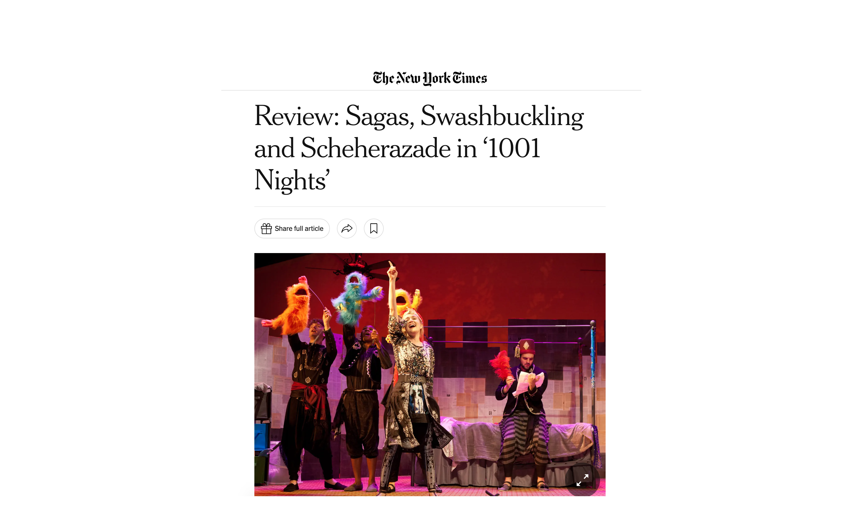 NYT Critic's Pick Review: 1,001 Nights 