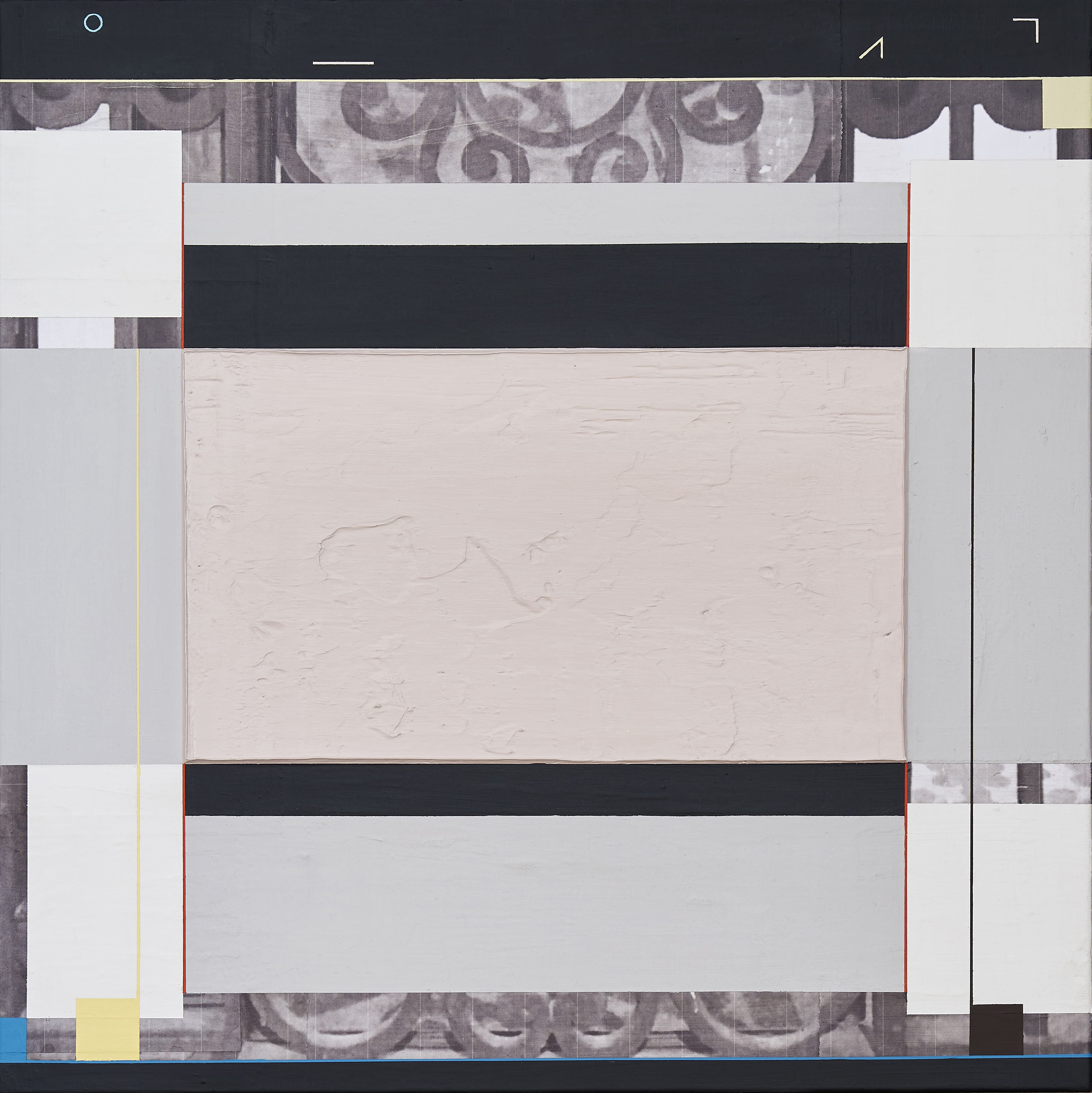  Barcelona Iron, 2020, Acrylic and photo-collage on canvas, 53 x 53 cm