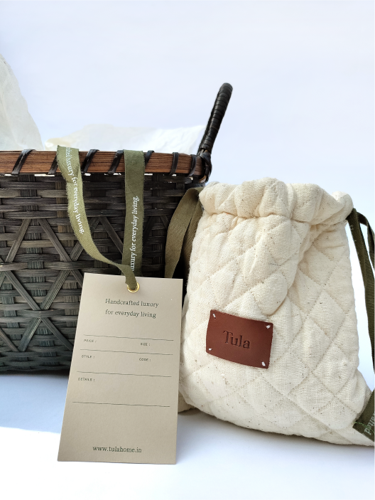 Product price tag designed for Tula. Used along with the Tula ribbon.