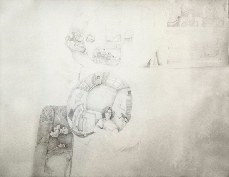 Self Portrait 1979graphite/paper 22x25”